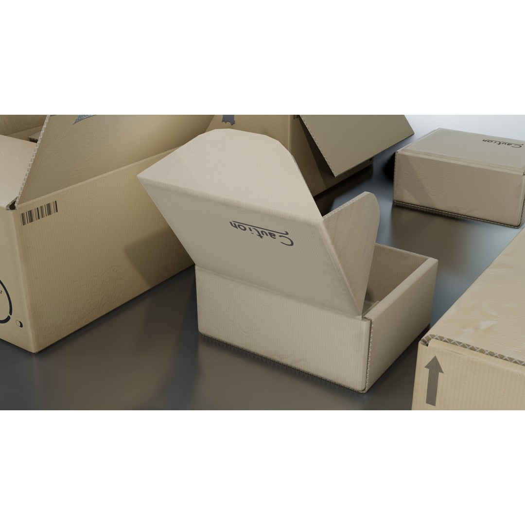 Cardboard Box 3D Model – Low Poly Game Asset, PBR Textures, FBX - View 24