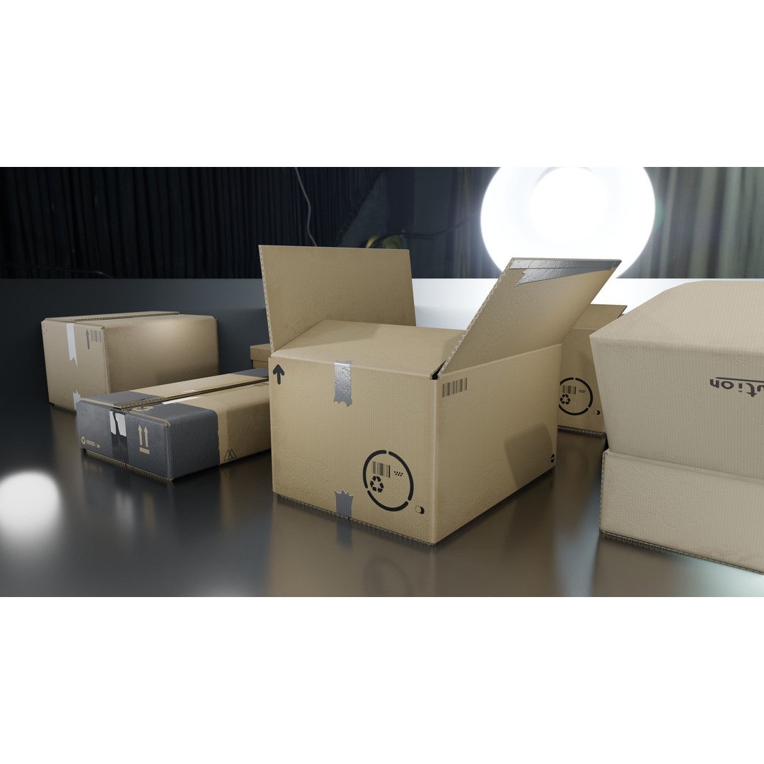 Cardboard Box 3D Model – Low Poly Game Asset, PBR Textures, FBX - View 26
