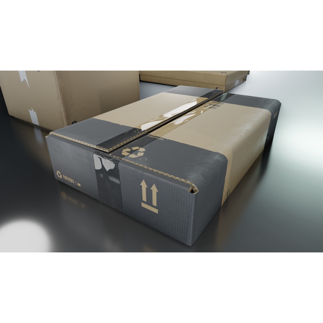 Cardboard Box 3D Model – Low Poly Game Asset, PBR Textures, FBX - View 28