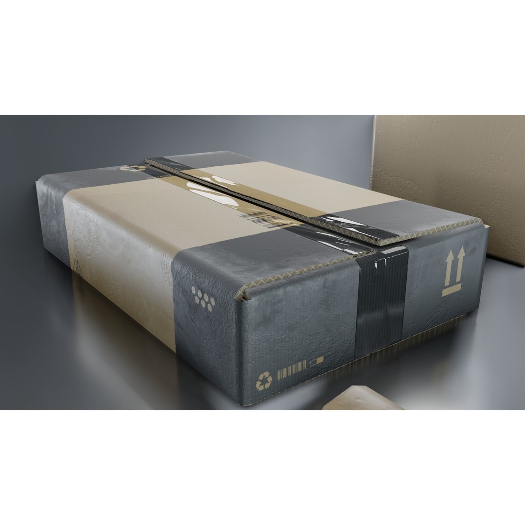 Cardboard Box 3D Model – Low Poly Game Asset, PBR Textures, FBX - View 29