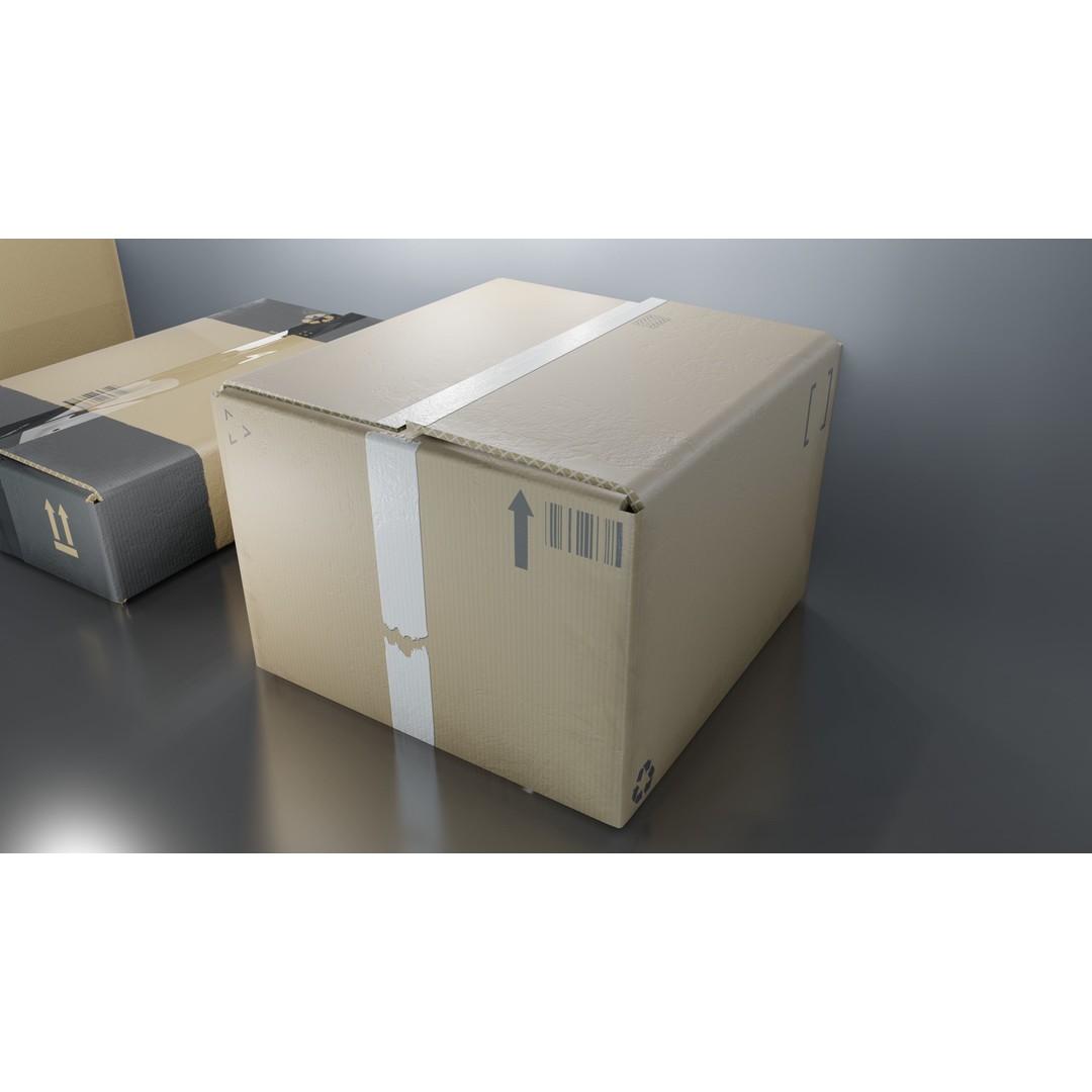 Cardboard Box 3D Model – Low Poly Game Asset, PBR Textures, FBX - View 30
