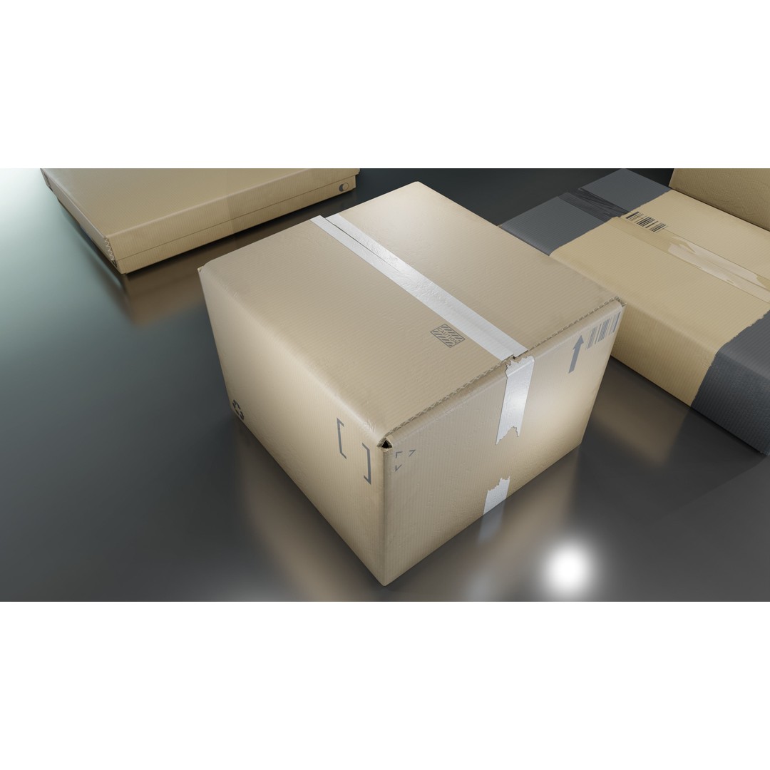 Cardboard Box 3D Model – Low Poly Game Asset, PBR Textures, FBX - View 31