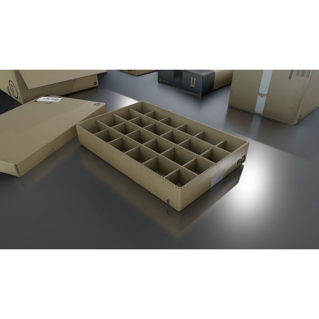 Cardboard Box 3D Model – Low Poly Game Asset, PBR Textures, FBX - View 6