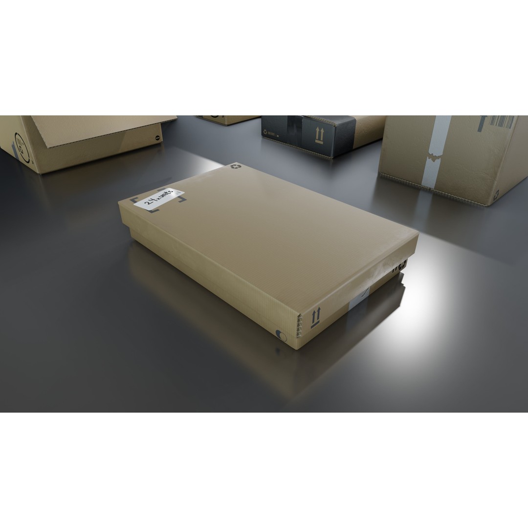 Cardboard Box 3D Model – Low Poly Game Asset, PBR Textures, FBX - View 7
