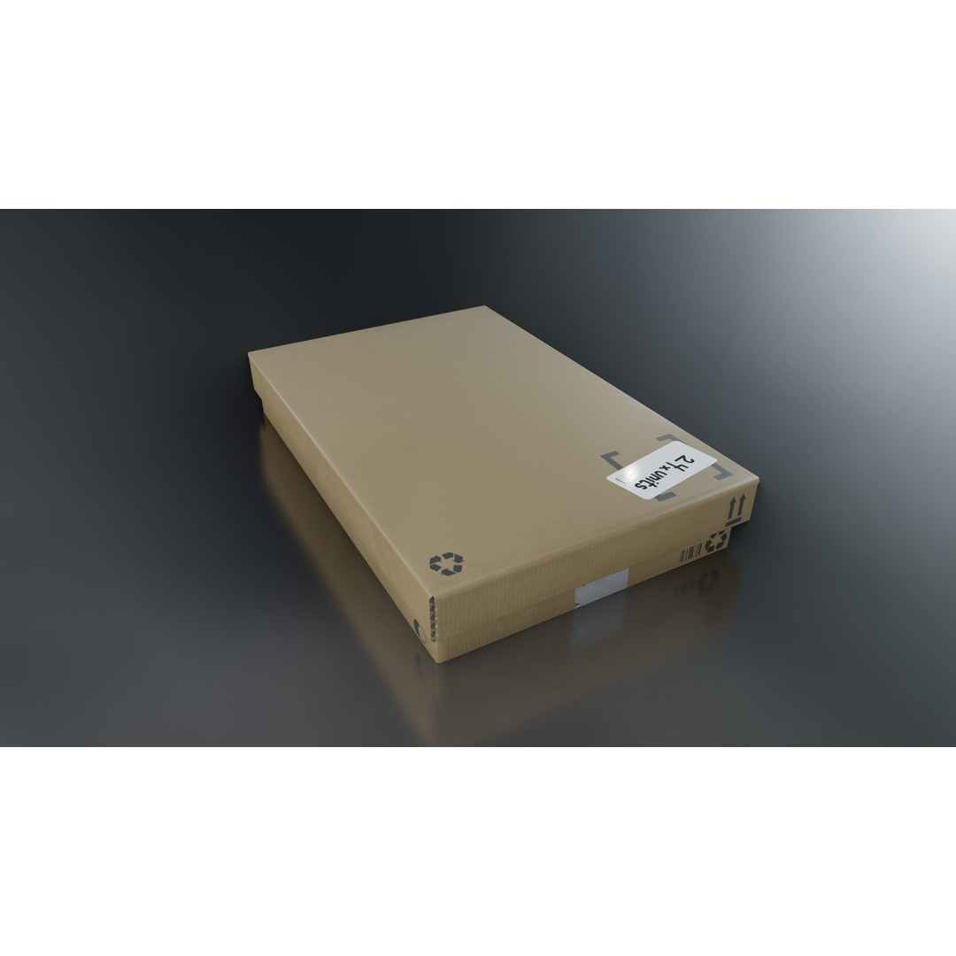 Cardboard Box 3D Model – Low Poly Game Asset, PBR Textures, FBX - View 8