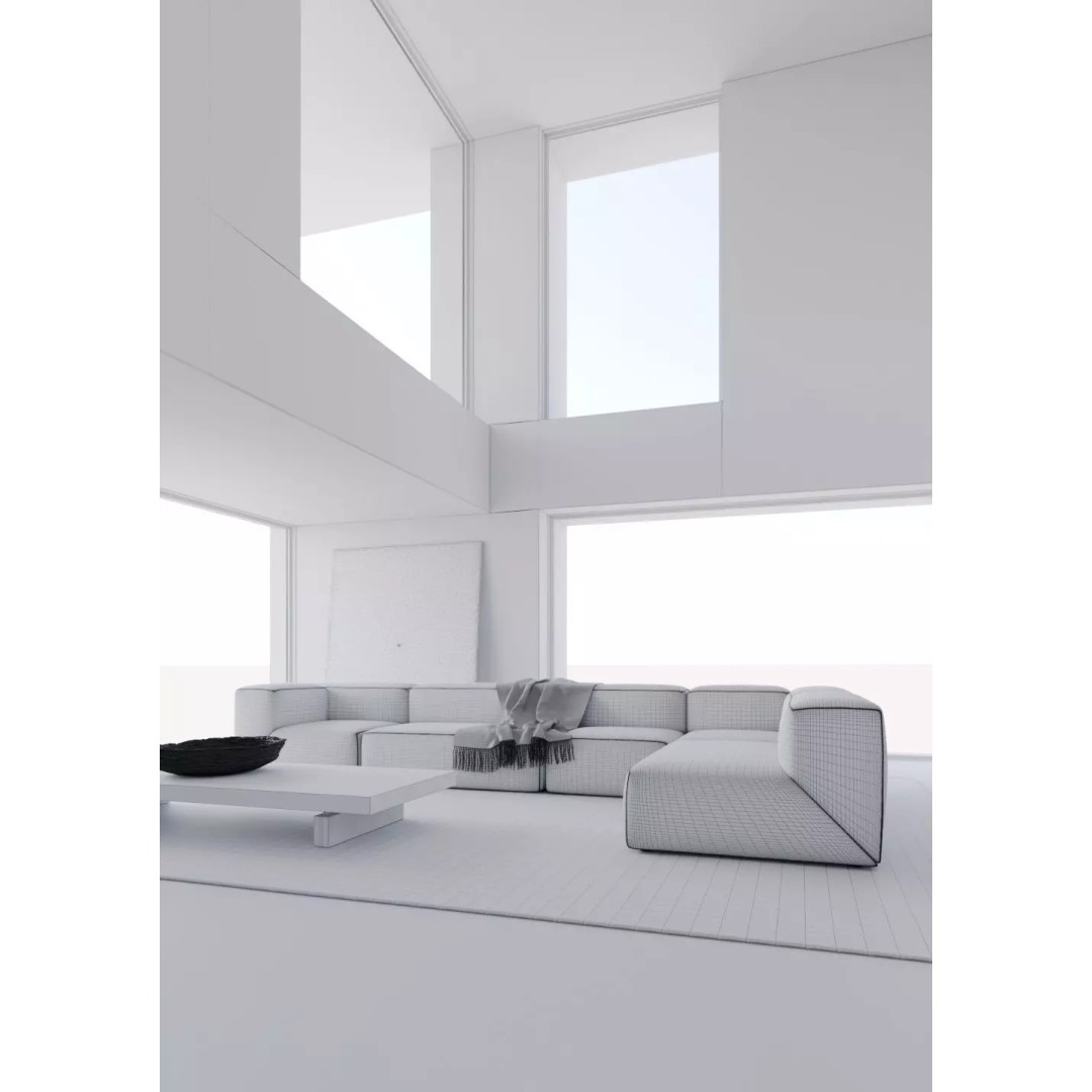 Minimal Living Room Interior Scene 3D Model – Contemporary Archviz, FBX
