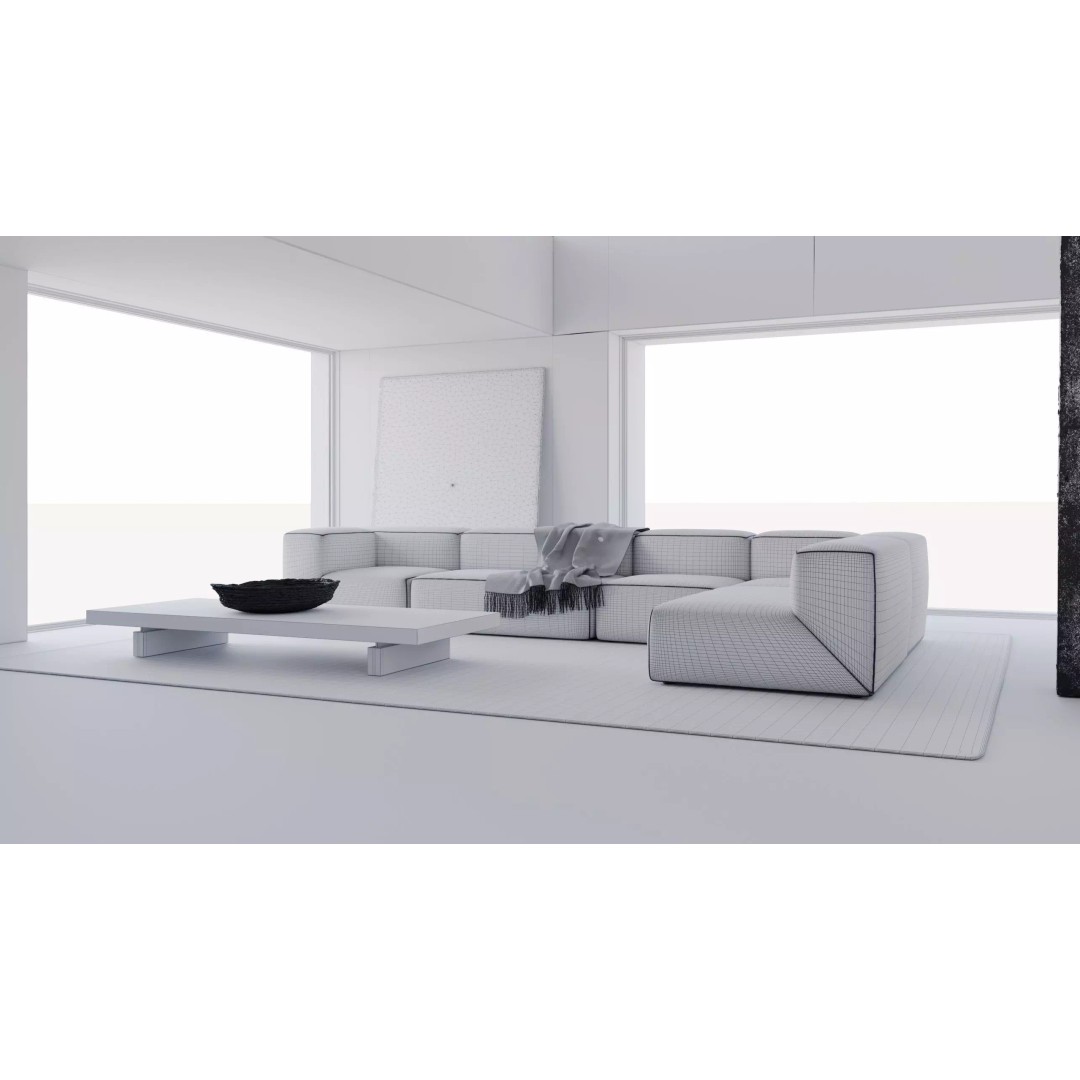 Minimal Living Room Interior Scene 3D Model – Contemporary Archviz, FBX - View 11