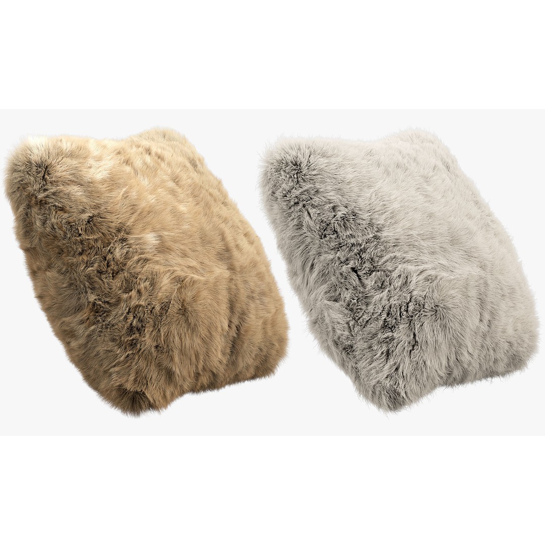 Fur Pillows 3D Model – Cozy Decorative Set, FBX & OBJ Formats - View 16