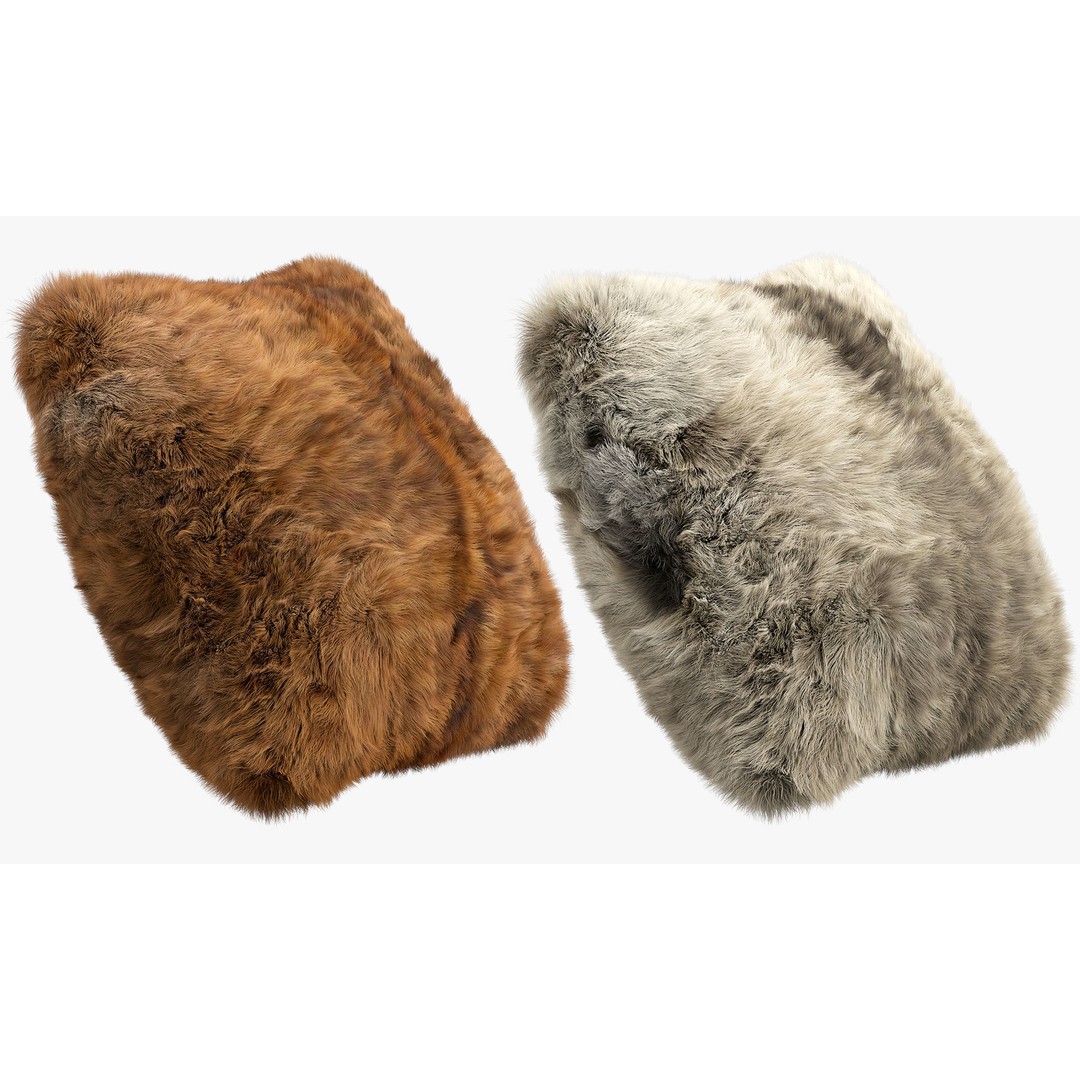 Fur Pillows 3D Model – Cozy Decorative Set, FBX & OBJ Formats - View 18