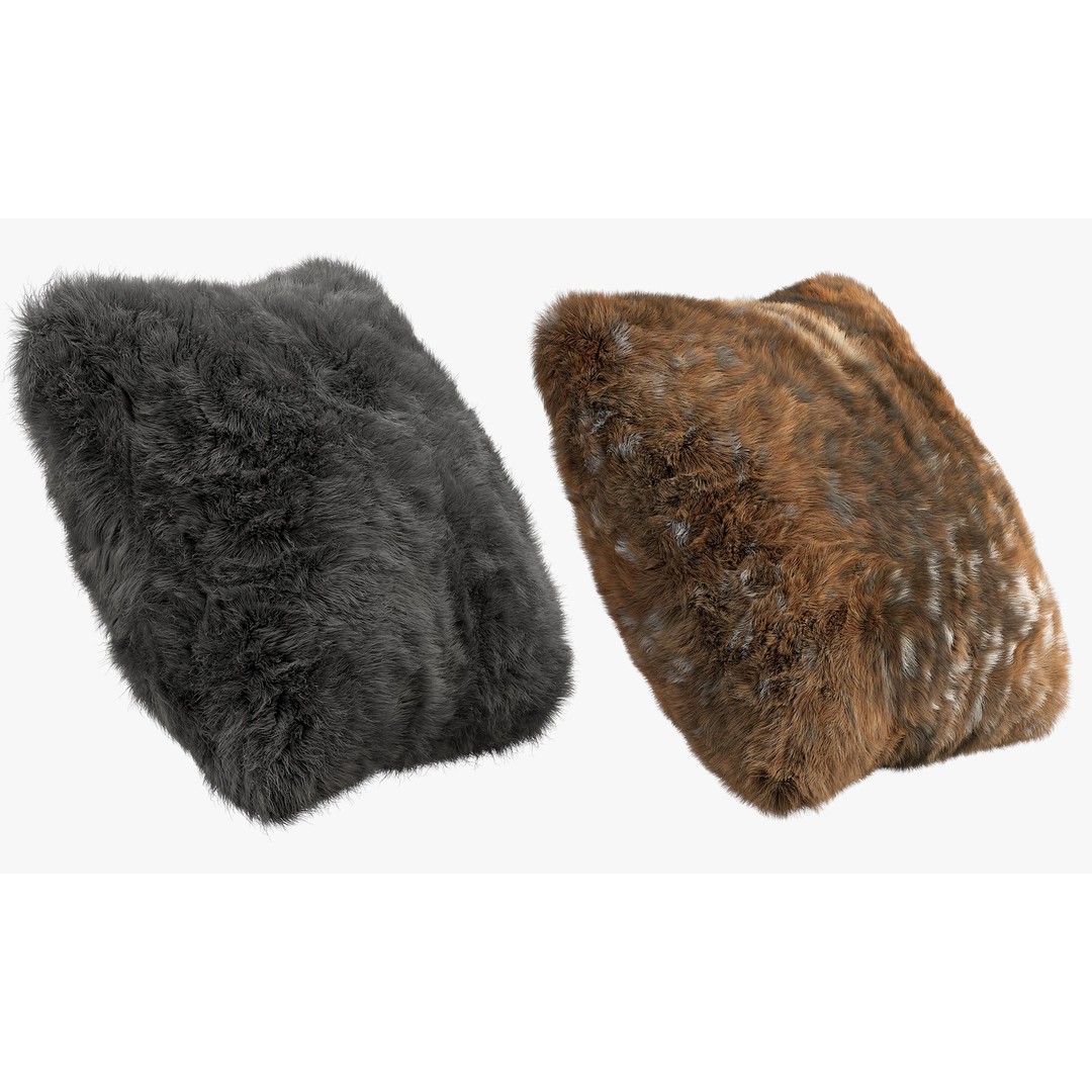 Fur Pillows 3D Model – Cozy Decorative Set, FBX & OBJ Formats - View 19