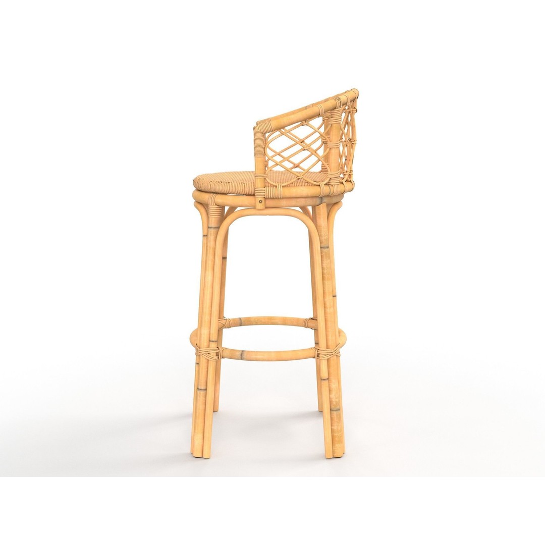 Bamboo Bar Stool 3D Model – Natural Design, PBR Textures, FBX, OBJ