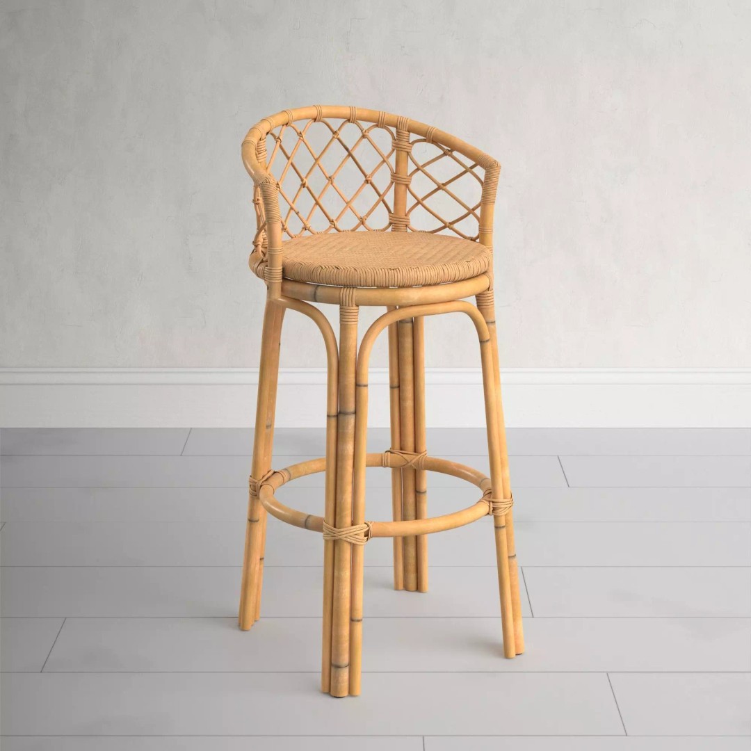 Bamboo Bar Stool 3D Model – Natural Design, PBR Textures, FBX, OBJ - View 2