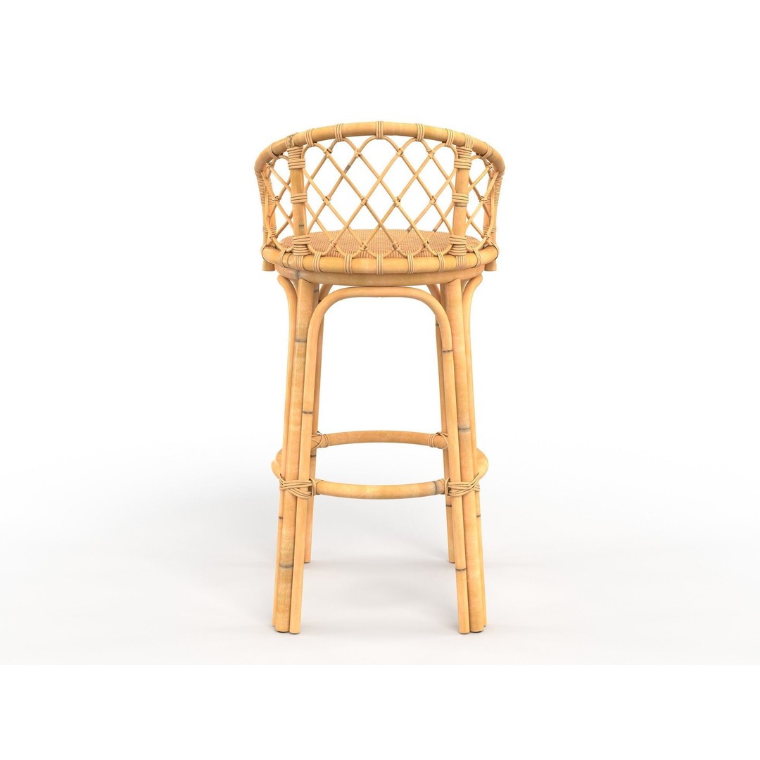 Bamboo Bar Stool 3D Model – Natural Design, PBR Textures, FBX, OBJ - View 3