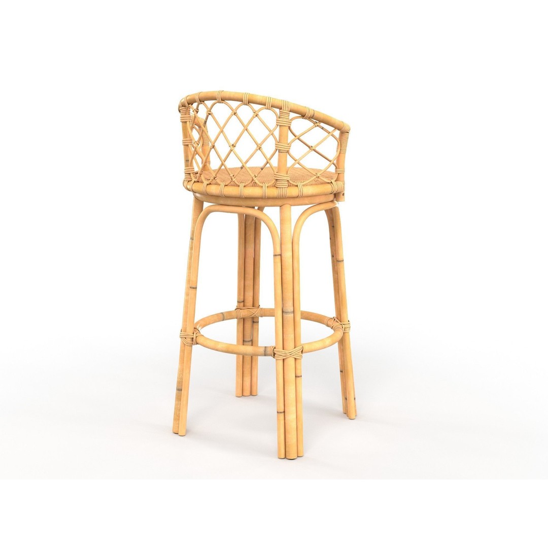 Bamboo Bar Stool 3D Model – Natural Design, PBR Textures, FBX, OBJ - View 5
