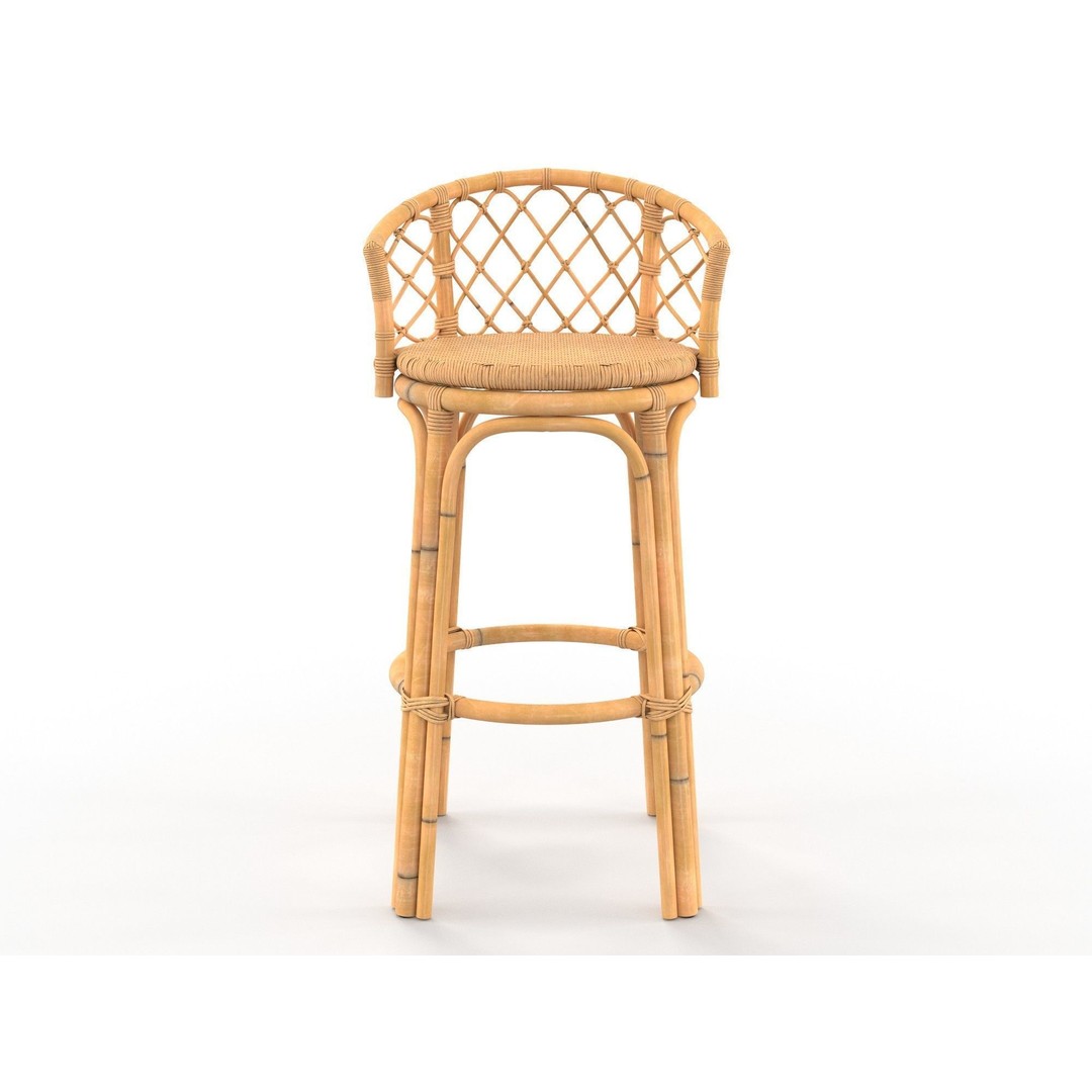 Bamboo Bar Stool 3D Model – Natural Design, PBR Textures, FBX, OBJ - View 6