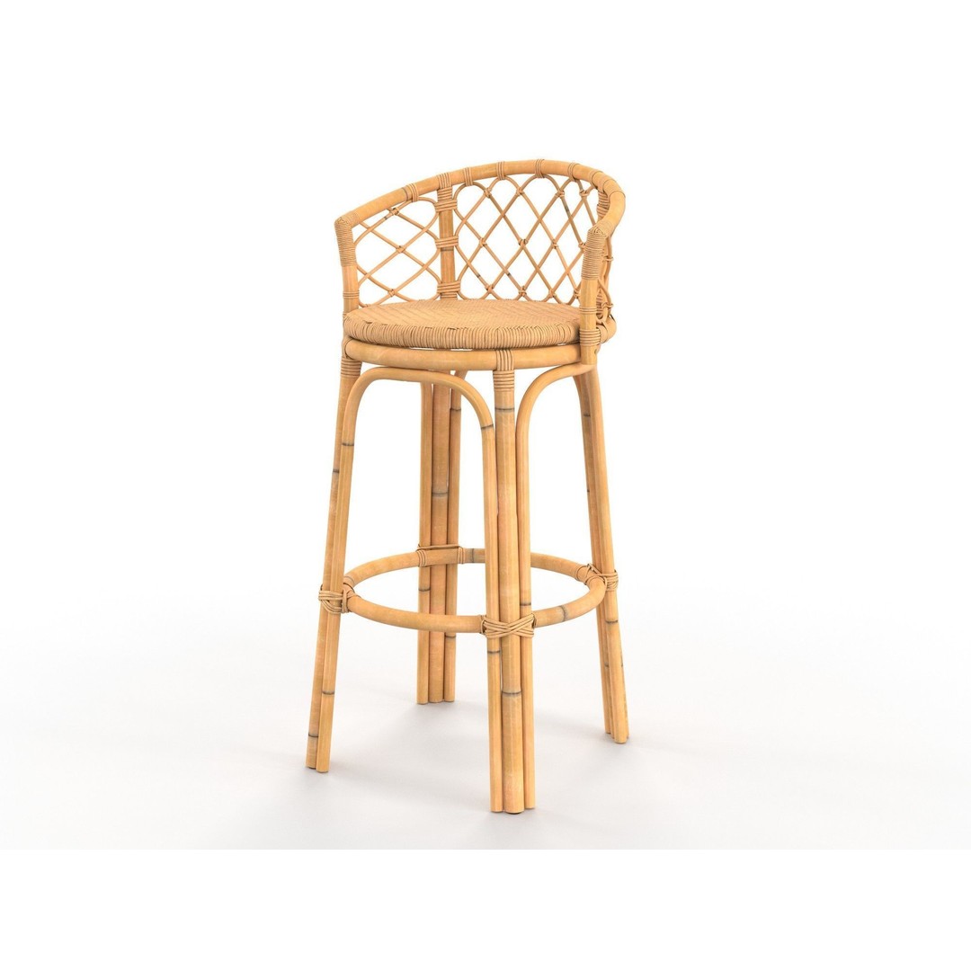 Bamboo Bar Stool 3D Model – Natural Design, PBR Textures, FBX, OBJ - View 8