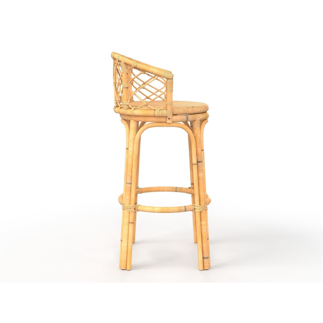 Bamboo Bar Stool 3D Model – Natural Design, PBR Textures, FBX, OBJ - View 9