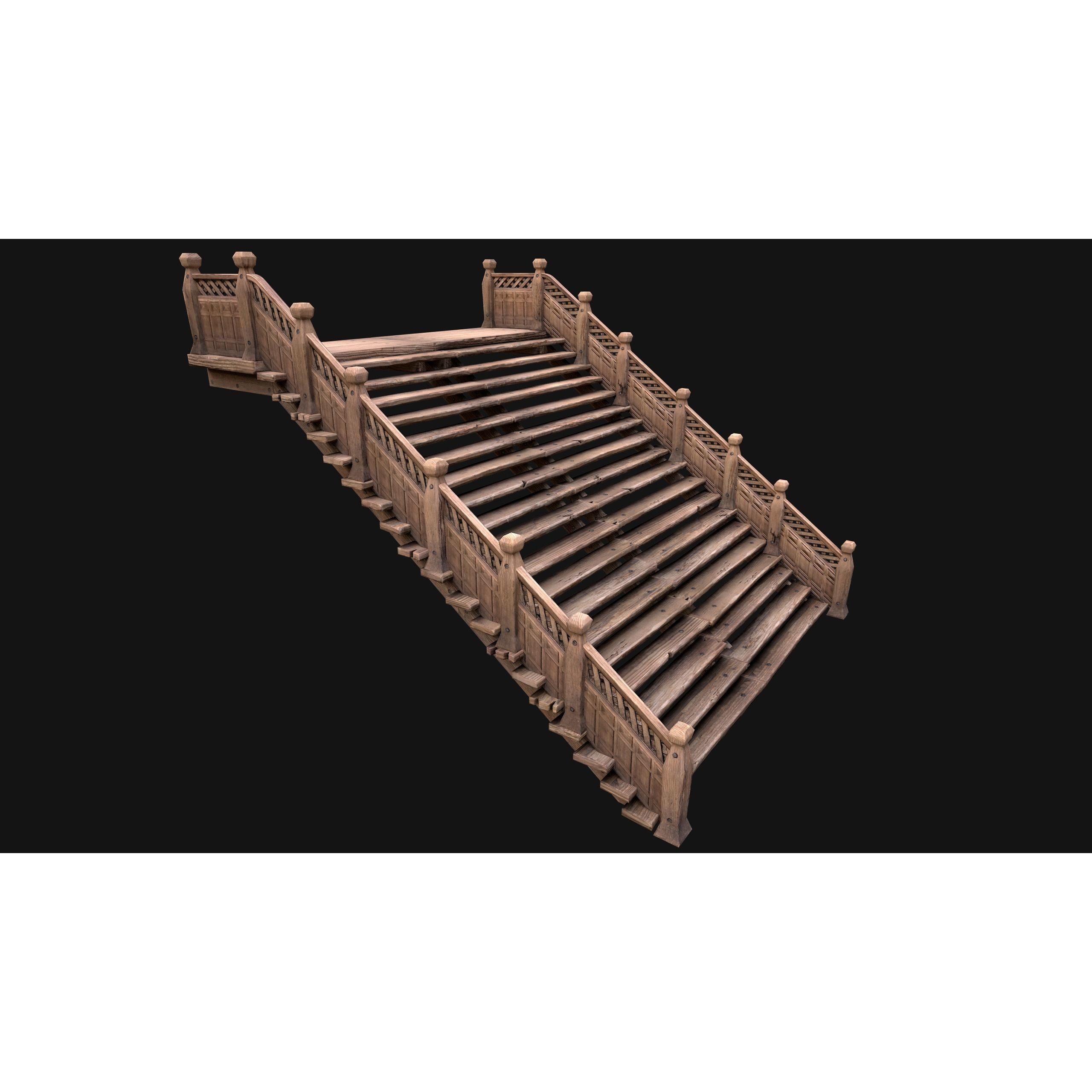 Medieval Stairs and Fences Pack - Low-Poly Game-Ready 3D Model - View 13