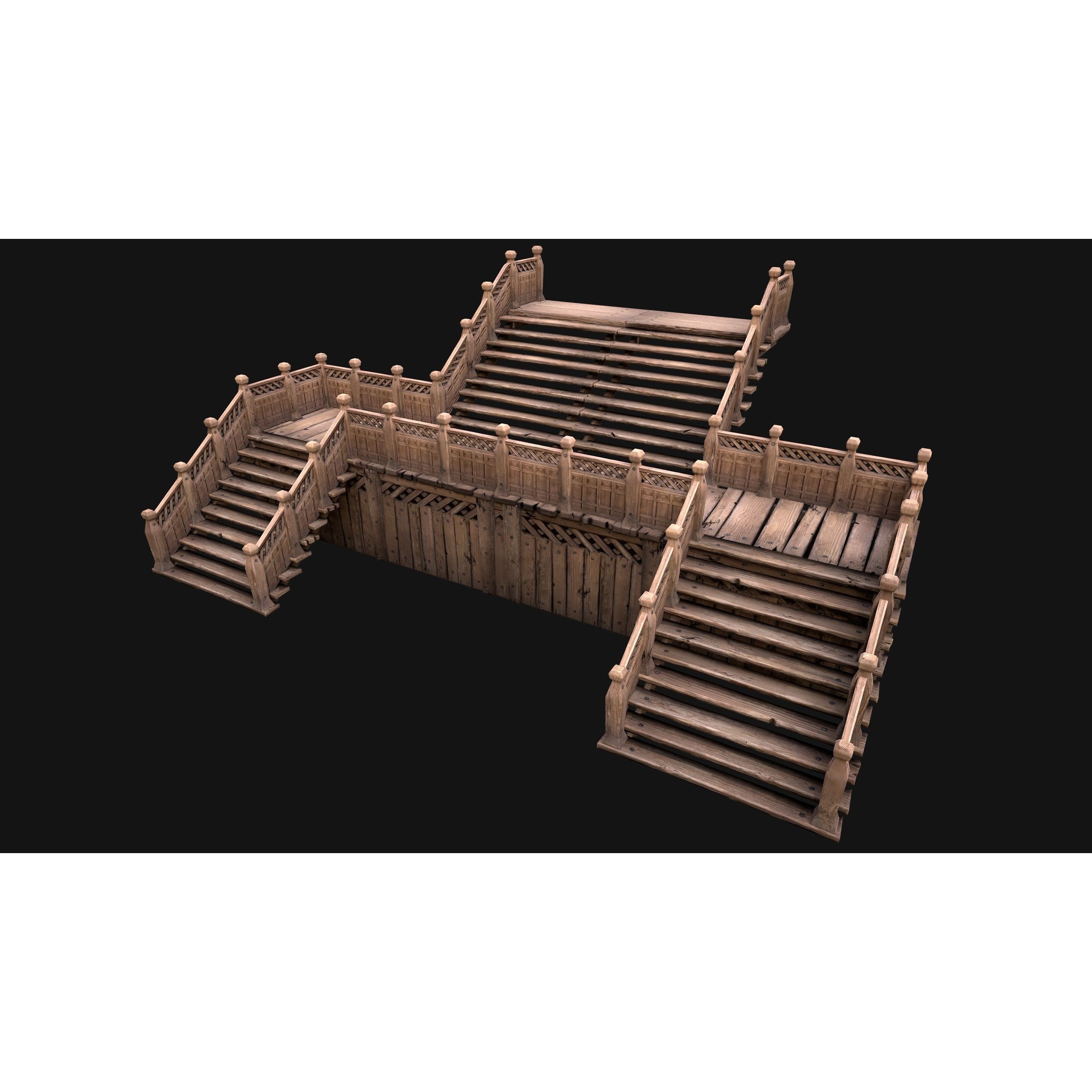 Medieval Stairs and Fences Pack - Low-Poly Game-Ready 3D Model - View 20