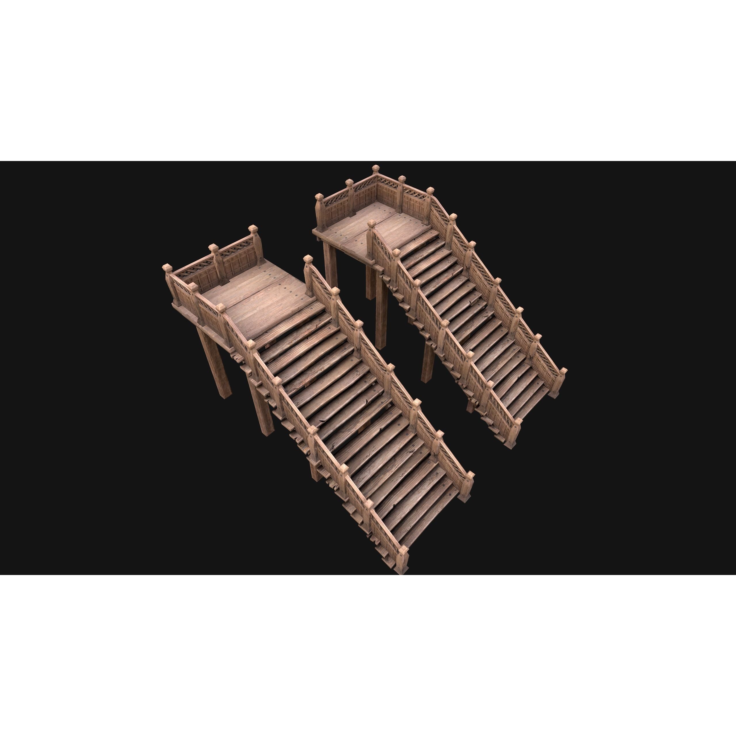 Medieval Stairs and Fences Pack - Low-Poly Game-Ready 3D Model - View 23