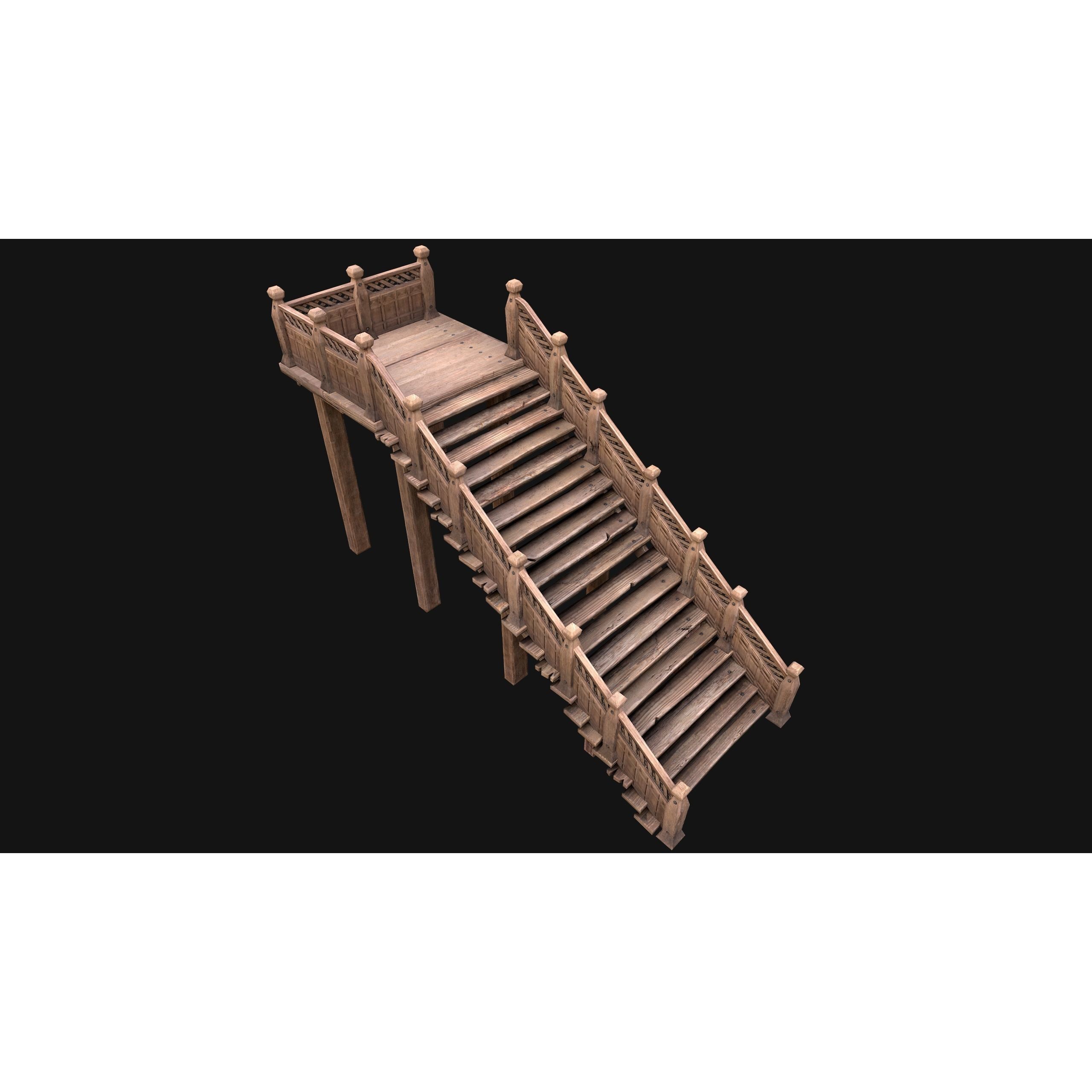 Medieval Stairs and Fences Pack - Low-Poly Game-Ready 3D Model - View 26
