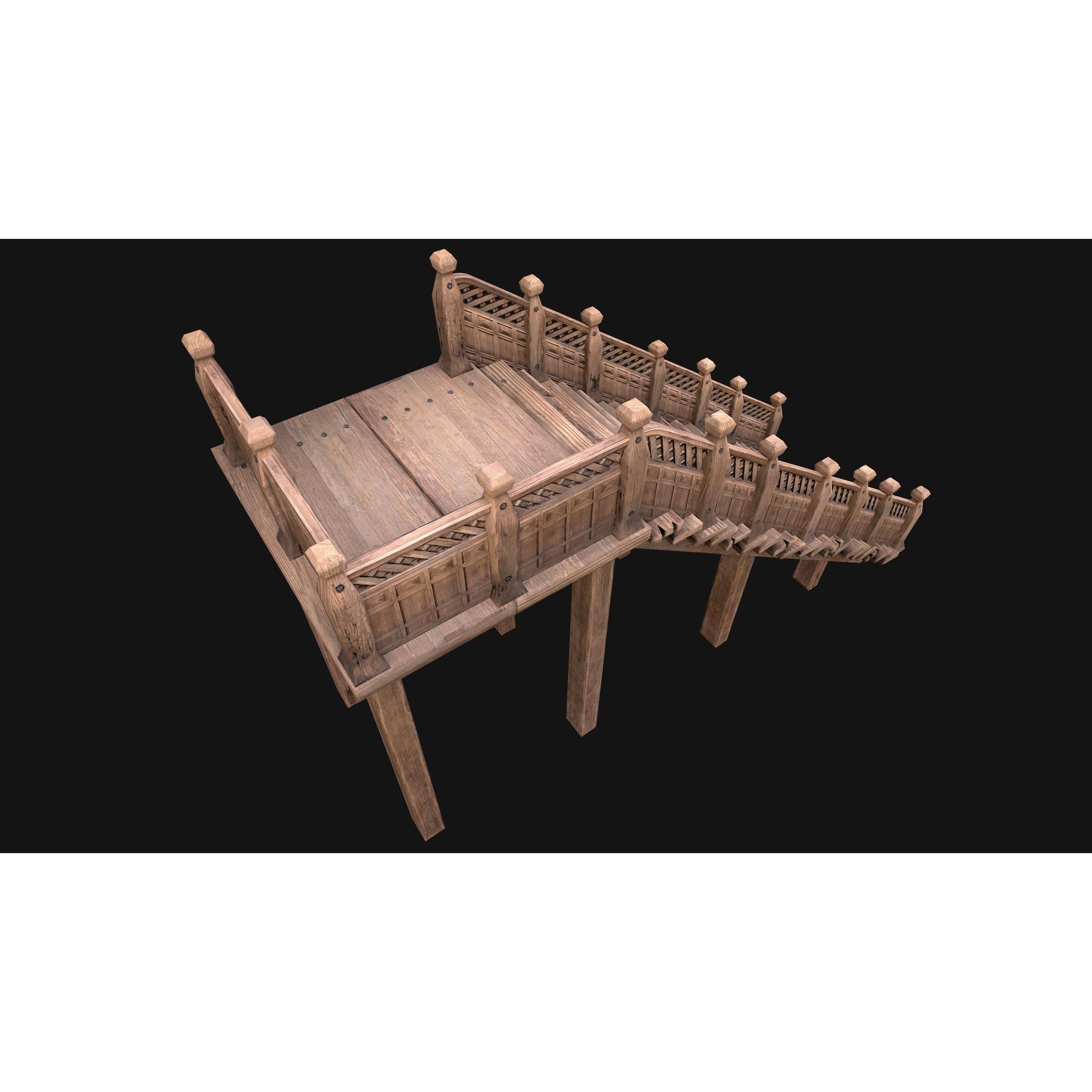 Medieval Stairs and Fences Pack - Low-Poly Game-Ready 3D Model - View 27