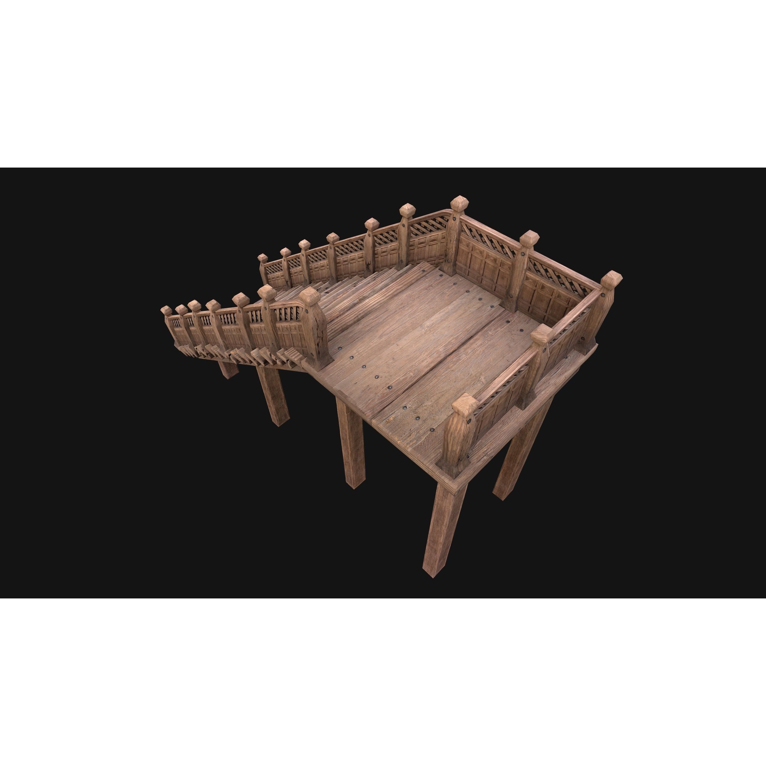Medieval Stairs and Fences Pack - Low-Poly Game-Ready 3D Model - View 28
