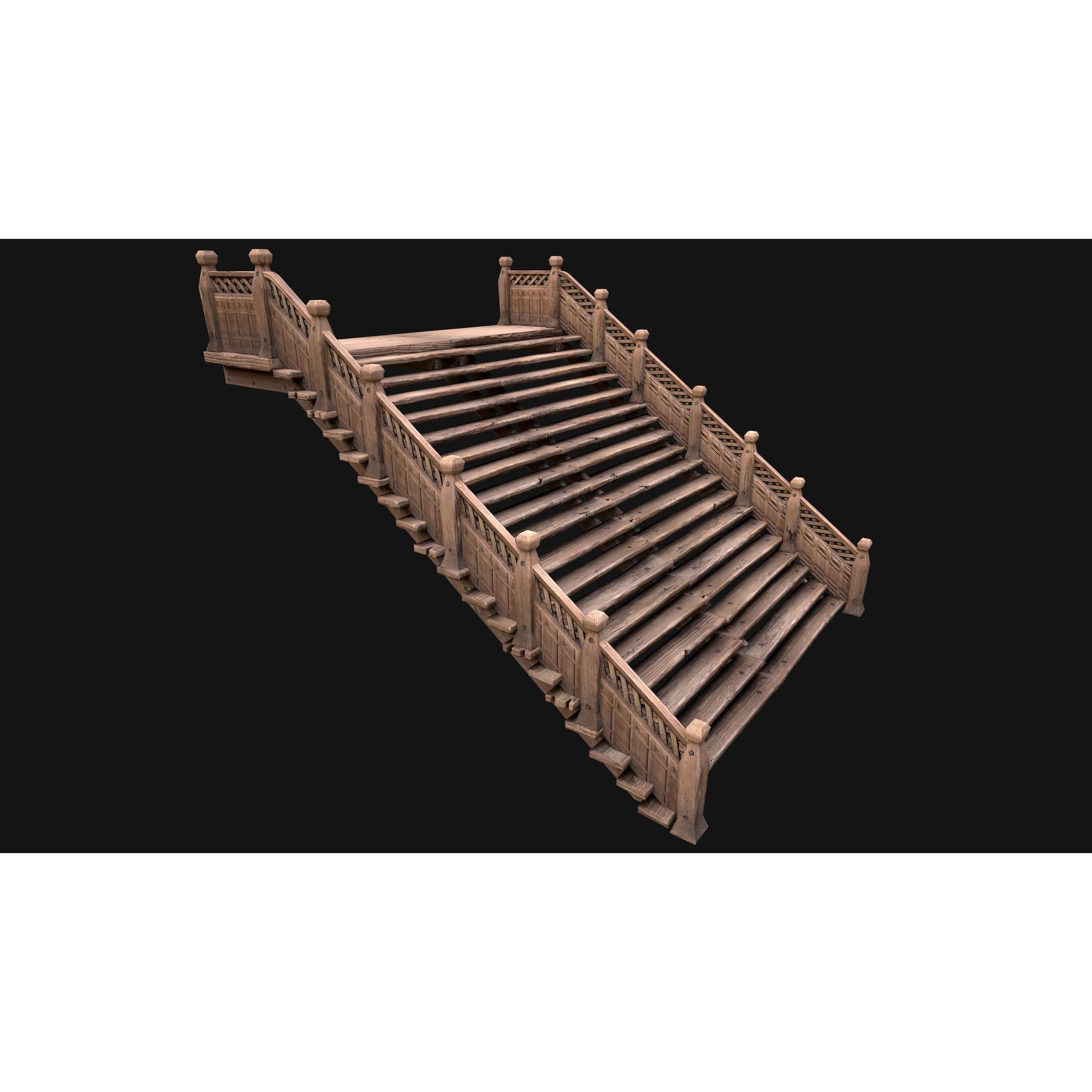 Medieval Stairs and Fences Pack - Low-Poly Game-Ready 3D Model - View 29