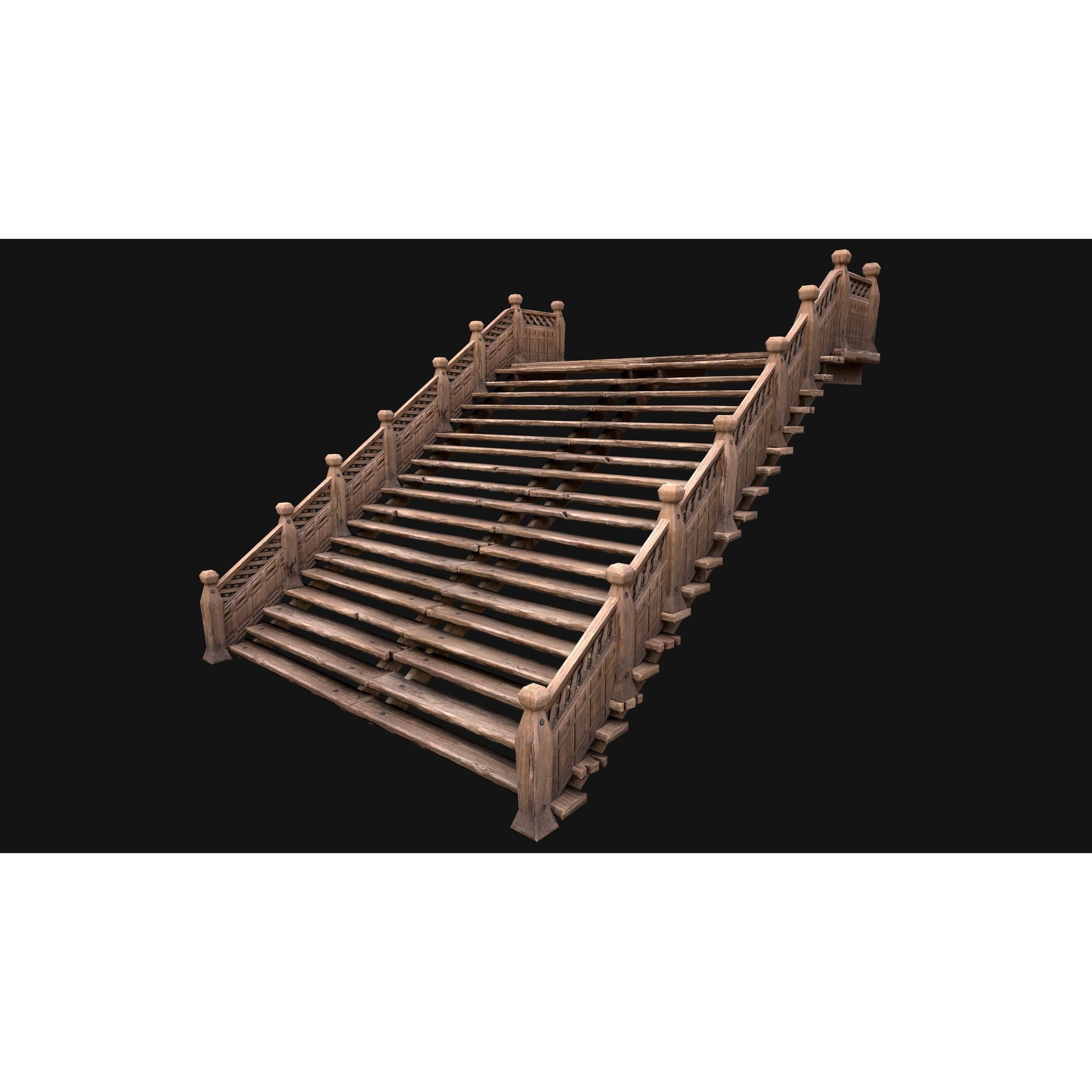 Medieval Stairs and Fences Pack - Low-Poly Game-Ready 3D Model - View 32
