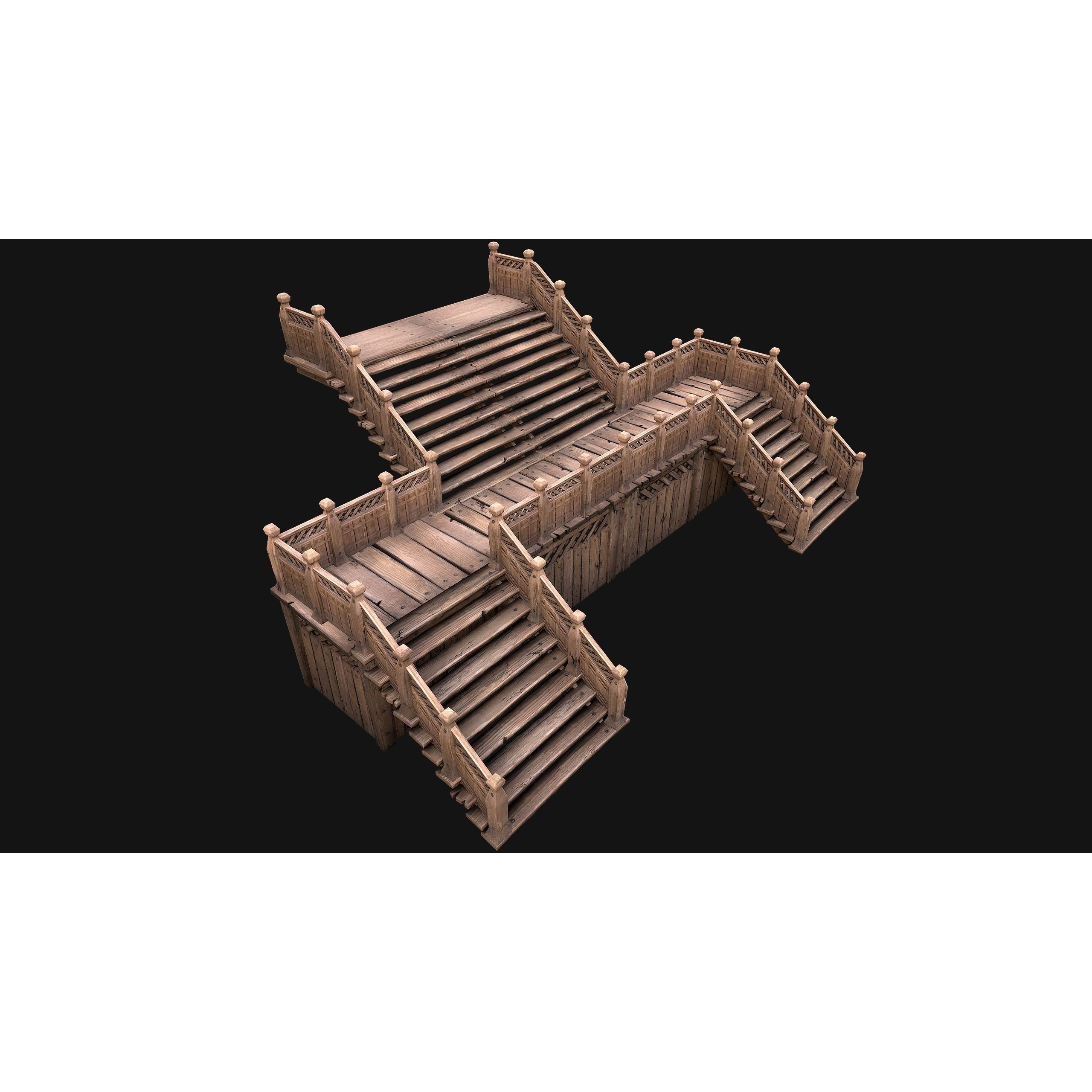 Medieval Stairs and Fences Pack - Low-Poly Game-Ready 3D Model - View 35