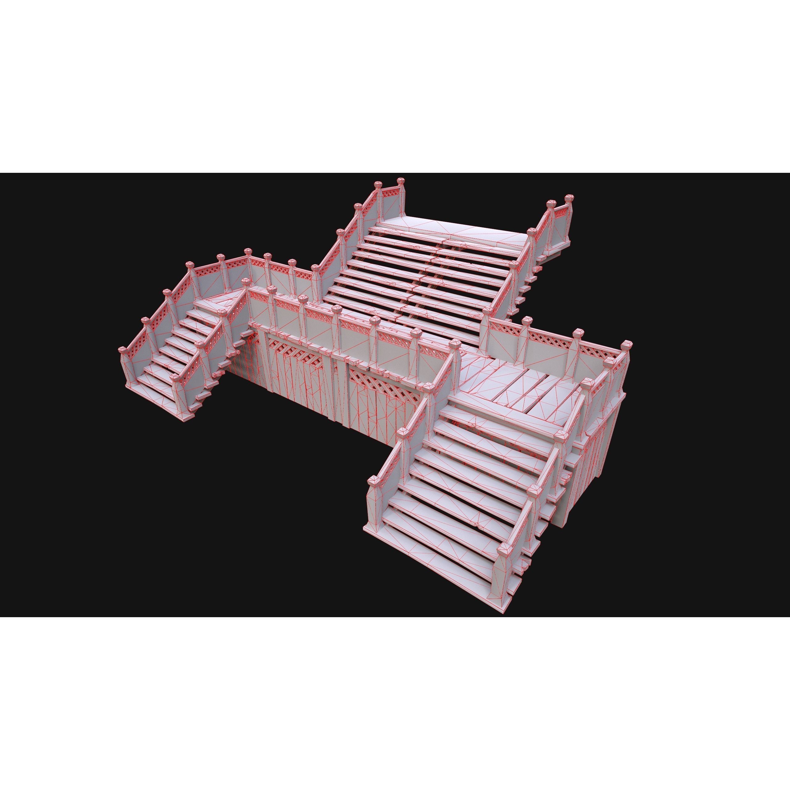 Medieval Stairs and Fences Pack - Low-Poly Game-Ready 3D Model - View 37