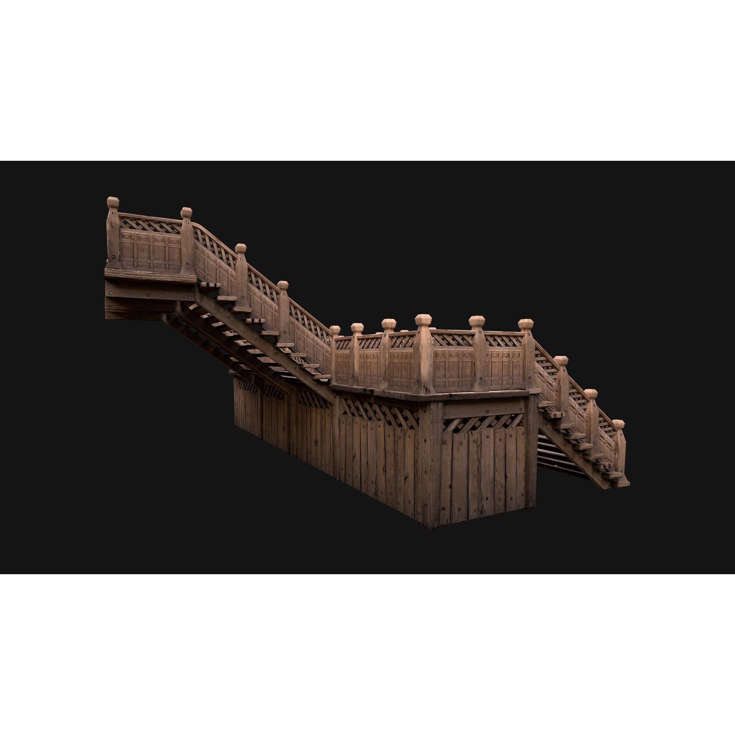 Medieval Stairs and Fences Pack - Low-Poly Game-Ready 3D Model - View 39