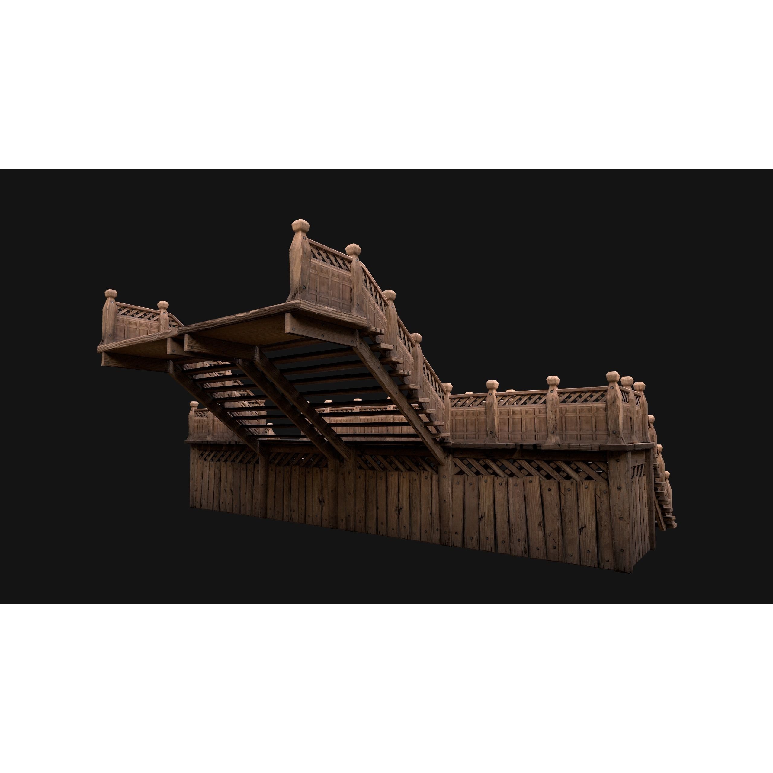 Medieval Stairs and Fences Pack - Low-Poly Game-Ready 3D Model - View 40