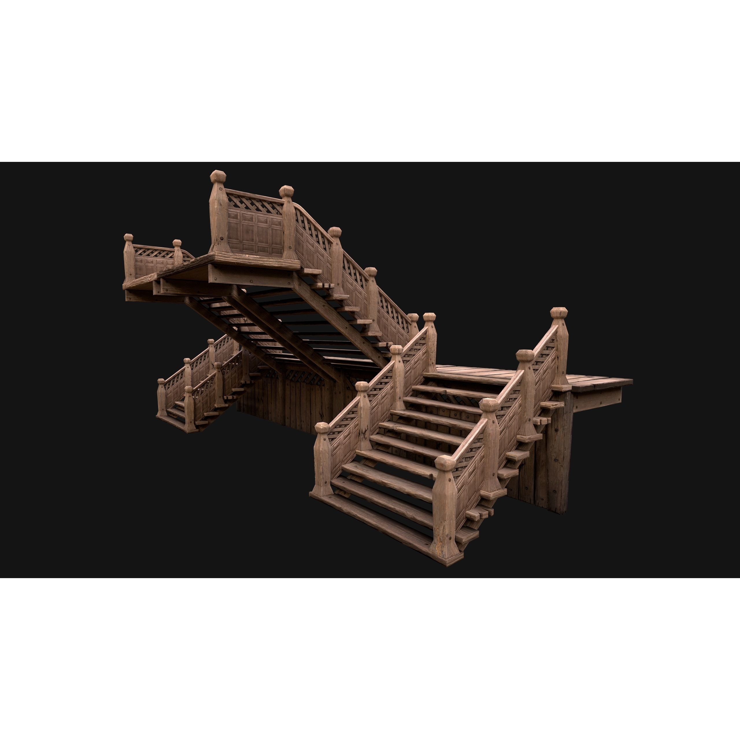 Medieval Stairs and Fences Pack - Low-Poly Game-Ready 3D Model - View 41
