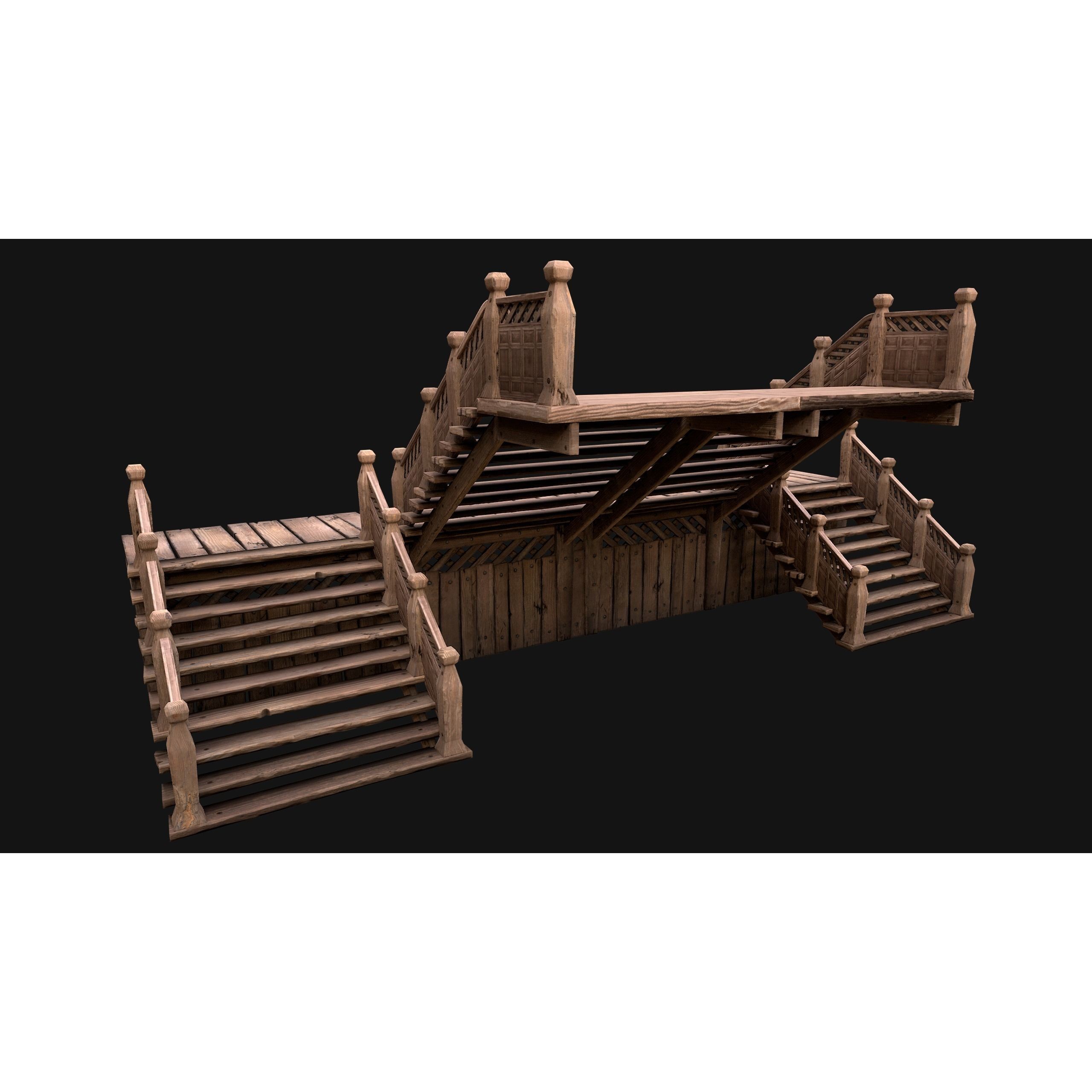 Medieval Stairs and Fences Pack - Low-Poly Game-Ready 3D Model - View 42
