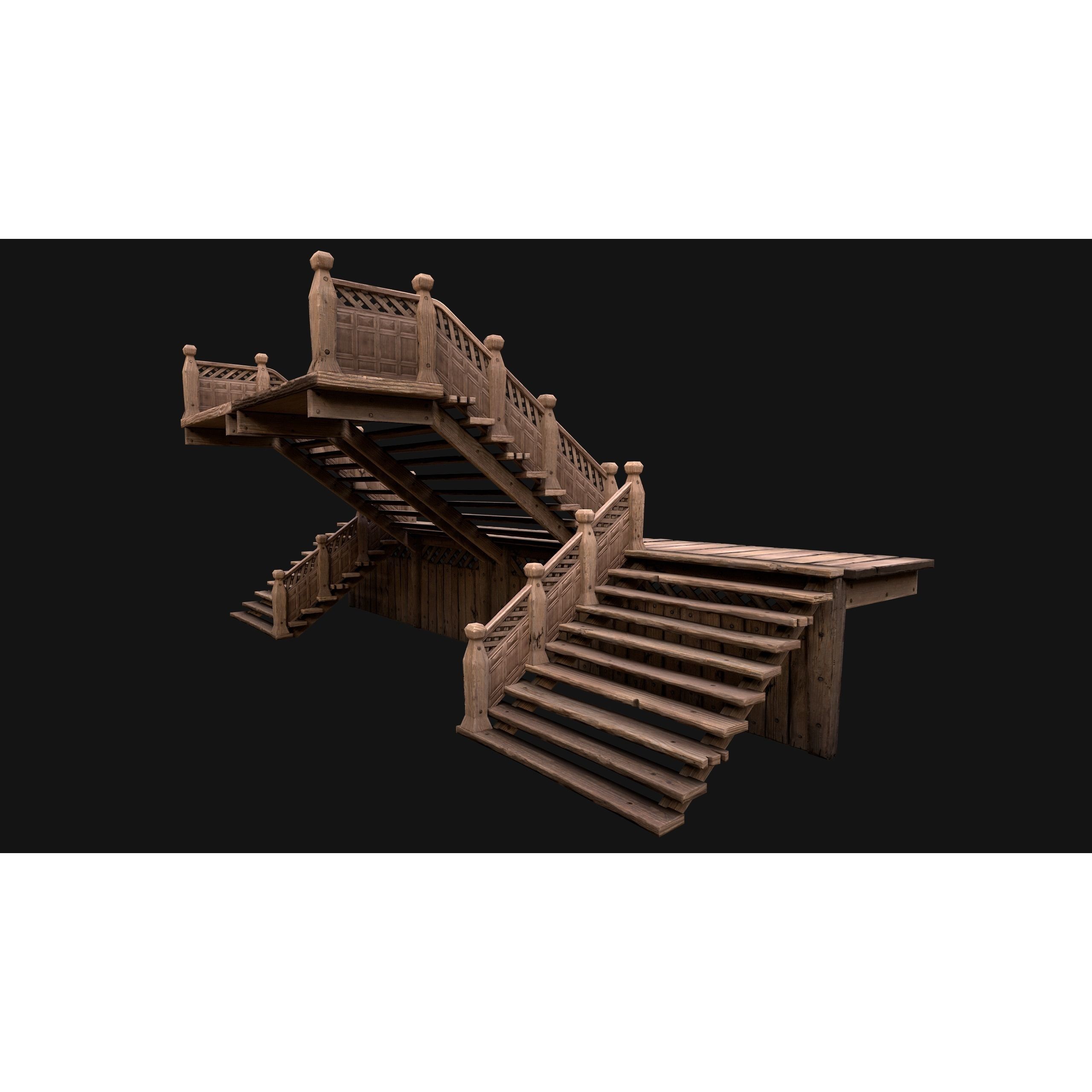 Medieval Stairs and Fences Pack - Low-Poly Game-Ready 3D Model - View 44