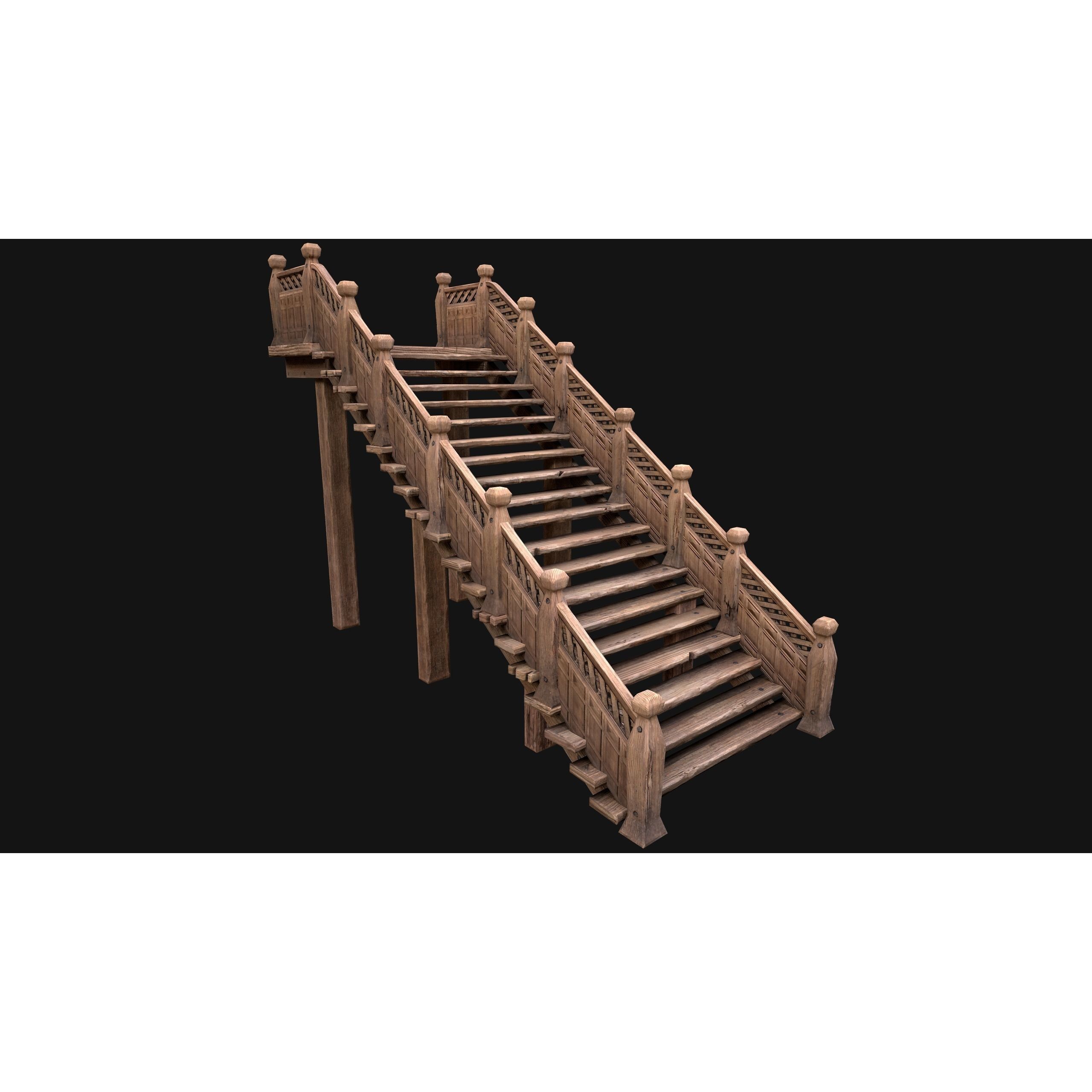 Medieval Stairs and Fences Pack - Low-Poly Game-Ready 3D Model - View 47