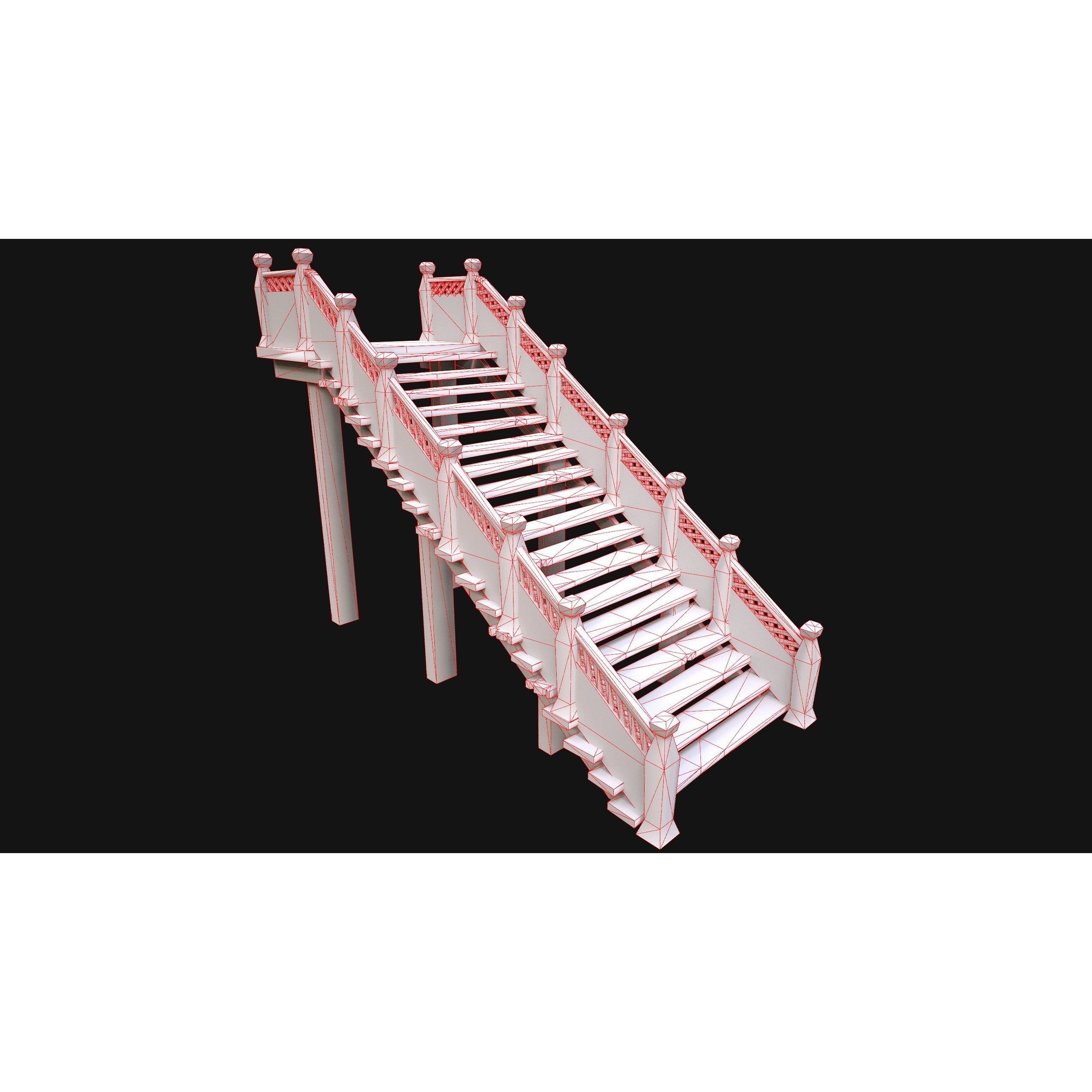 Medieval Stairs and Fences Pack - Low-Poly Game-Ready 3D Model - View 48