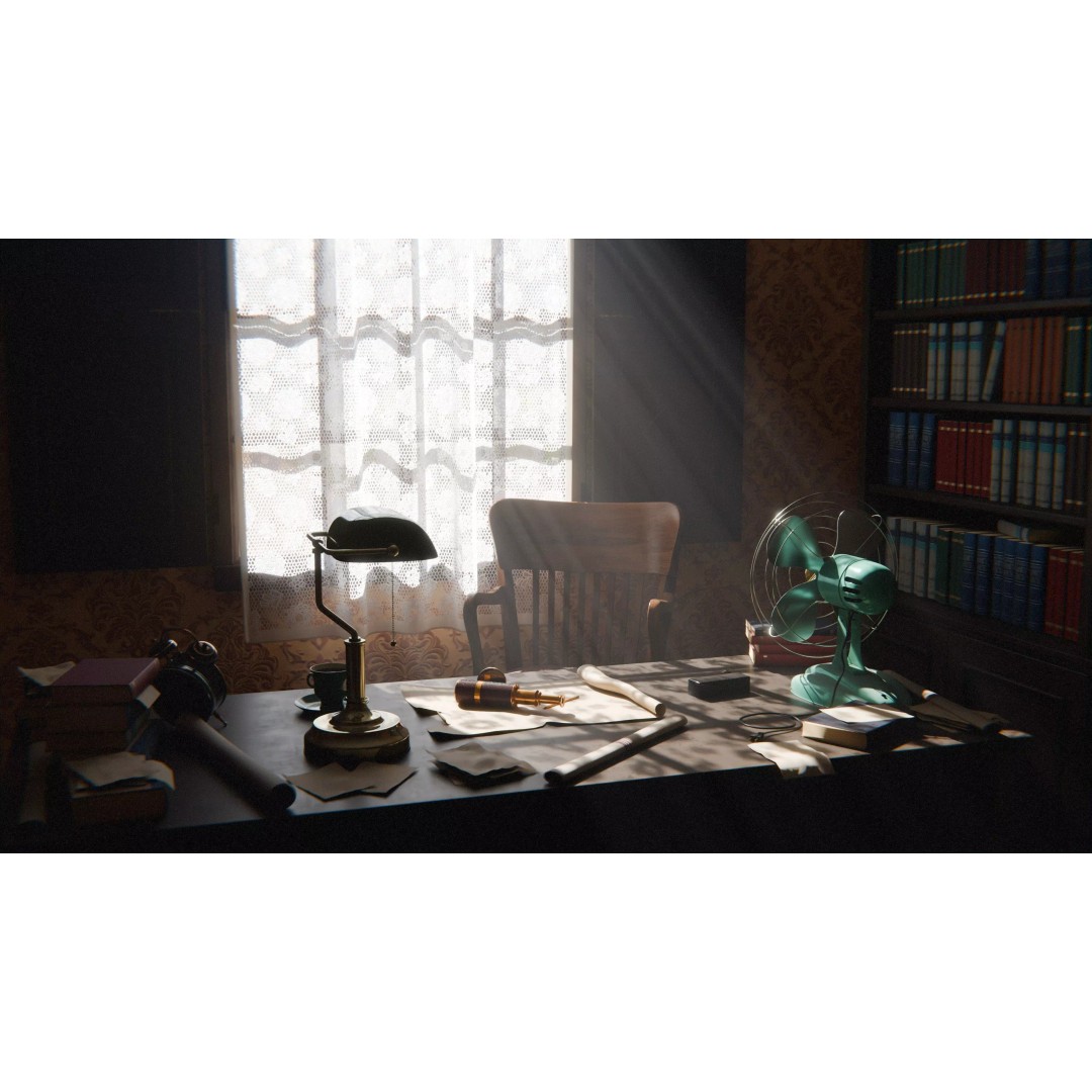 Old Office 3D Model – Low Poly Interior Scene, Game Ready Formats - View 2