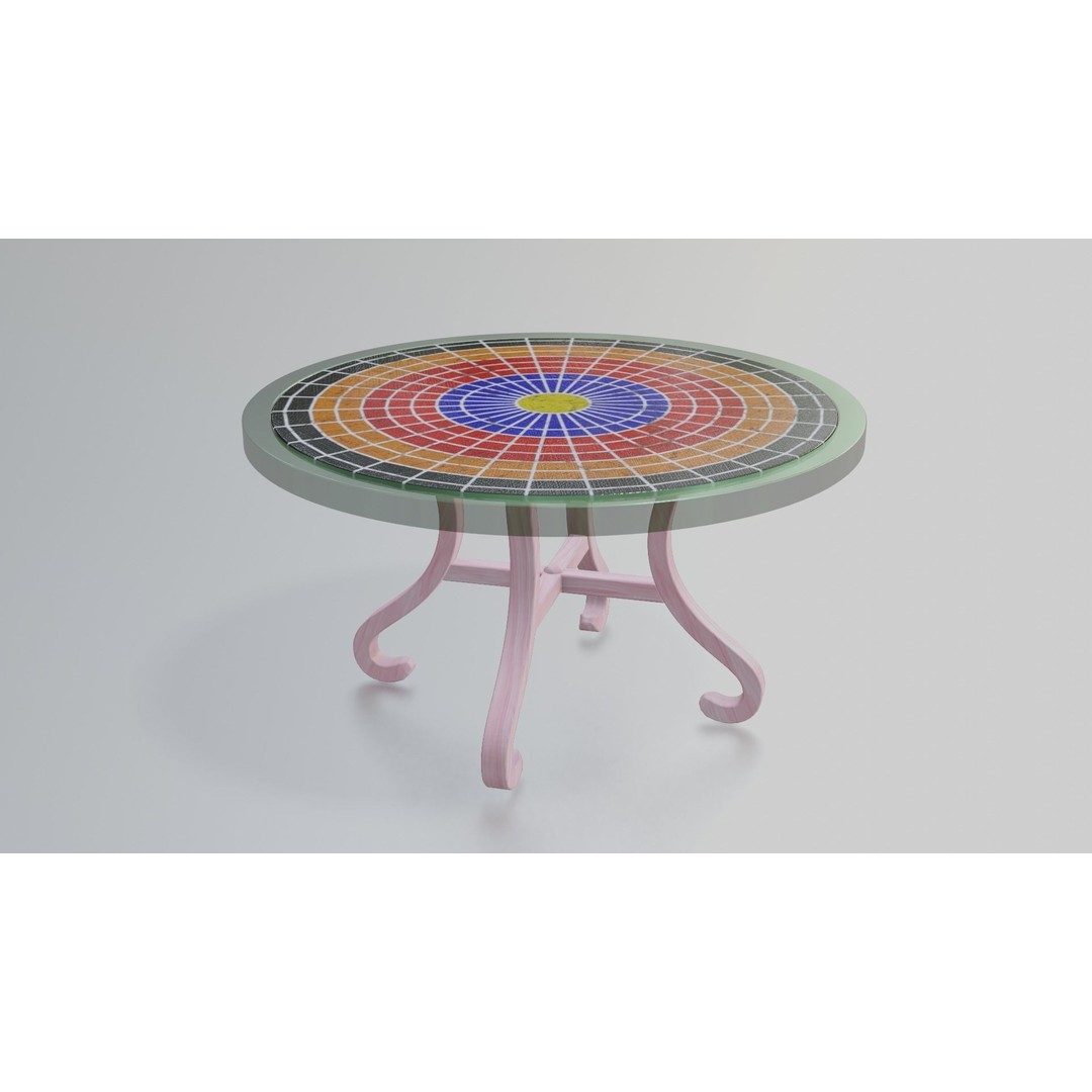 Mosaic Coffee Table 3D Model – Low Poly Steel Outdoor Asset, FBX - View 10