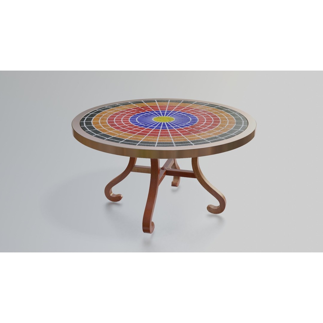 Mosaic Coffee Table 3D Model – Low Poly Steel Outdoor Asset, FBX - View 11