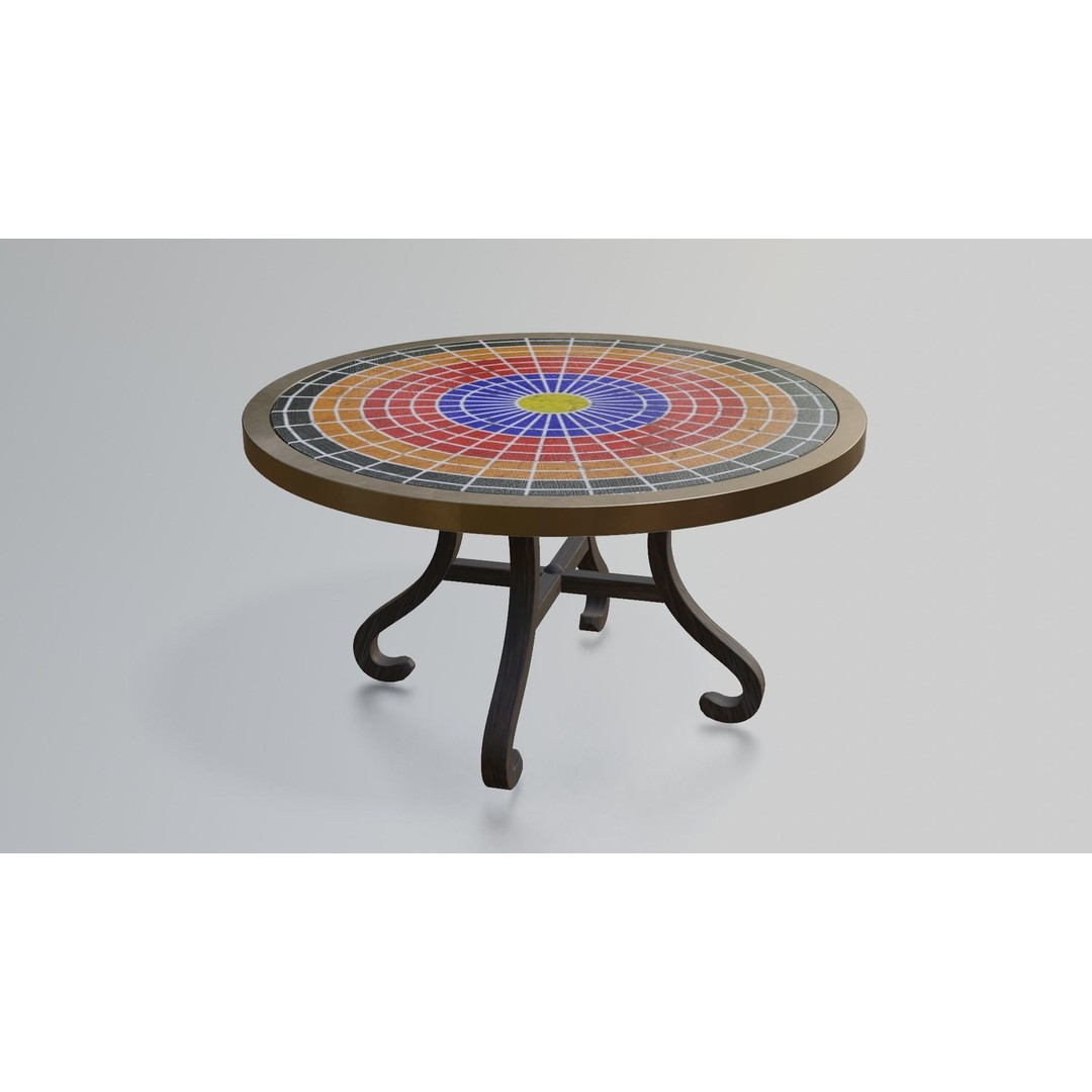 Mosaic Coffee Table 3D Model – Low Poly Steel Outdoor Asset, FBX - View 13