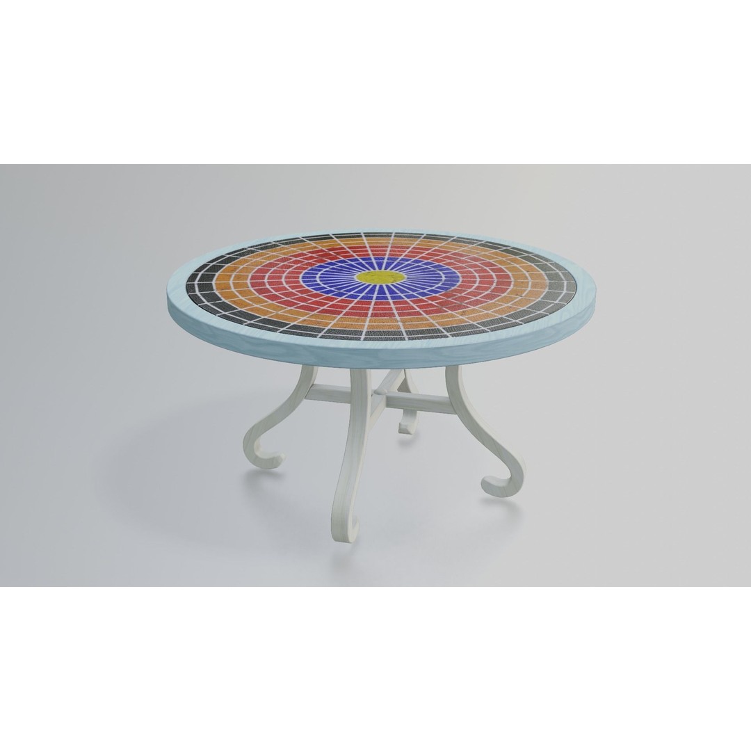 Mosaic Coffee Table 3D Model – Low Poly Steel Outdoor Asset, FBX - View 14