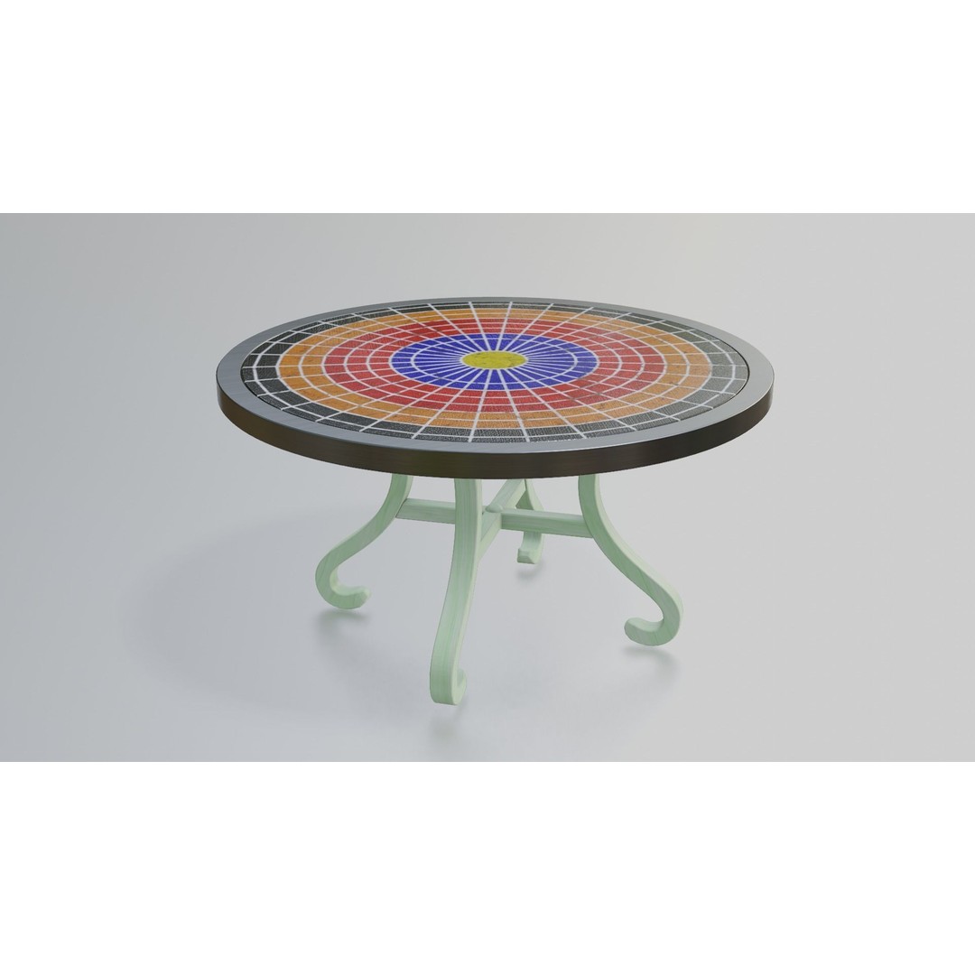 Mosaic Coffee Table 3D Model – Low Poly Steel Outdoor Asset, FBX - View 16