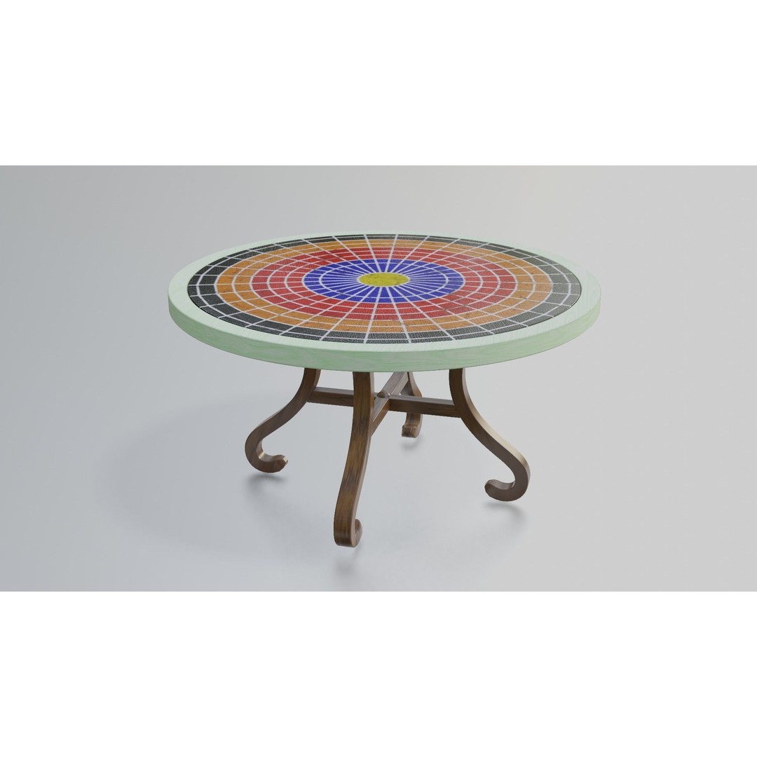 Mosaic Coffee Table 3D Model – Low Poly Steel Outdoor Asset, FBX - View 17