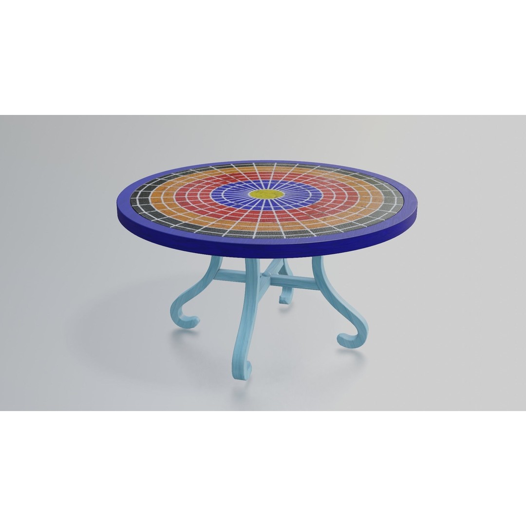 Mosaic Coffee Table 3D Model – Low Poly Steel Outdoor Asset, FBX - View 18