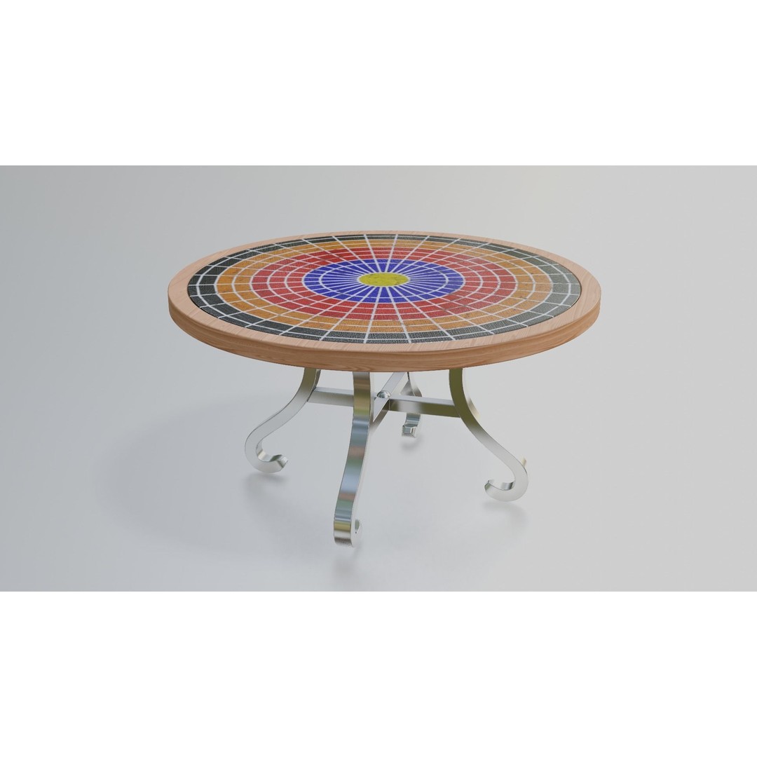 Mosaic Coffee Table 3D Model – Low Poly Steel Outdoor Asset, FBX - View 19