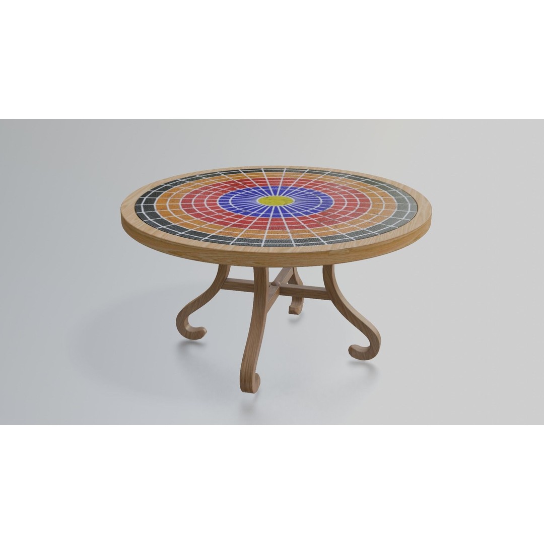 Mosaic Coffee Table 3D Model – Low Poly Steel Outdoor Asset, FBX - View 20