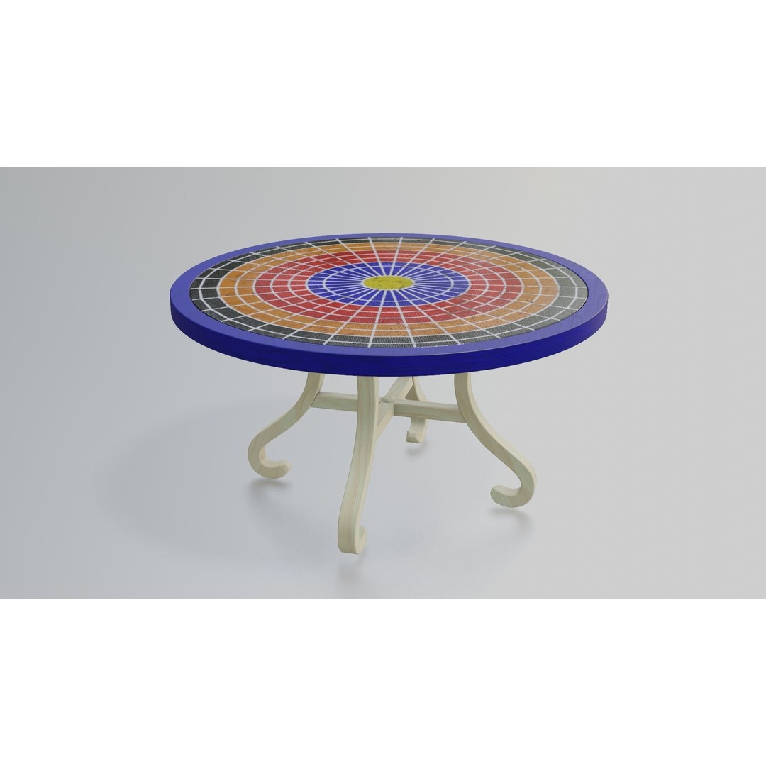 Mosaic Coffee Table 3D Model – Low Poly Steel Outdoor Asset, FBX - View 21