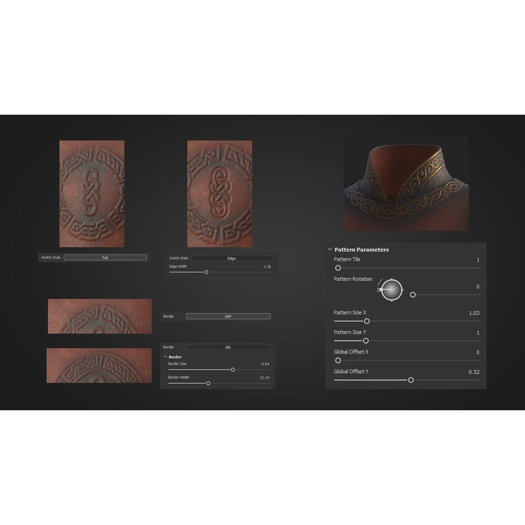 Leather Stamp Tool 3D Model – Fabric Brush Bundle with Alphas - View 6